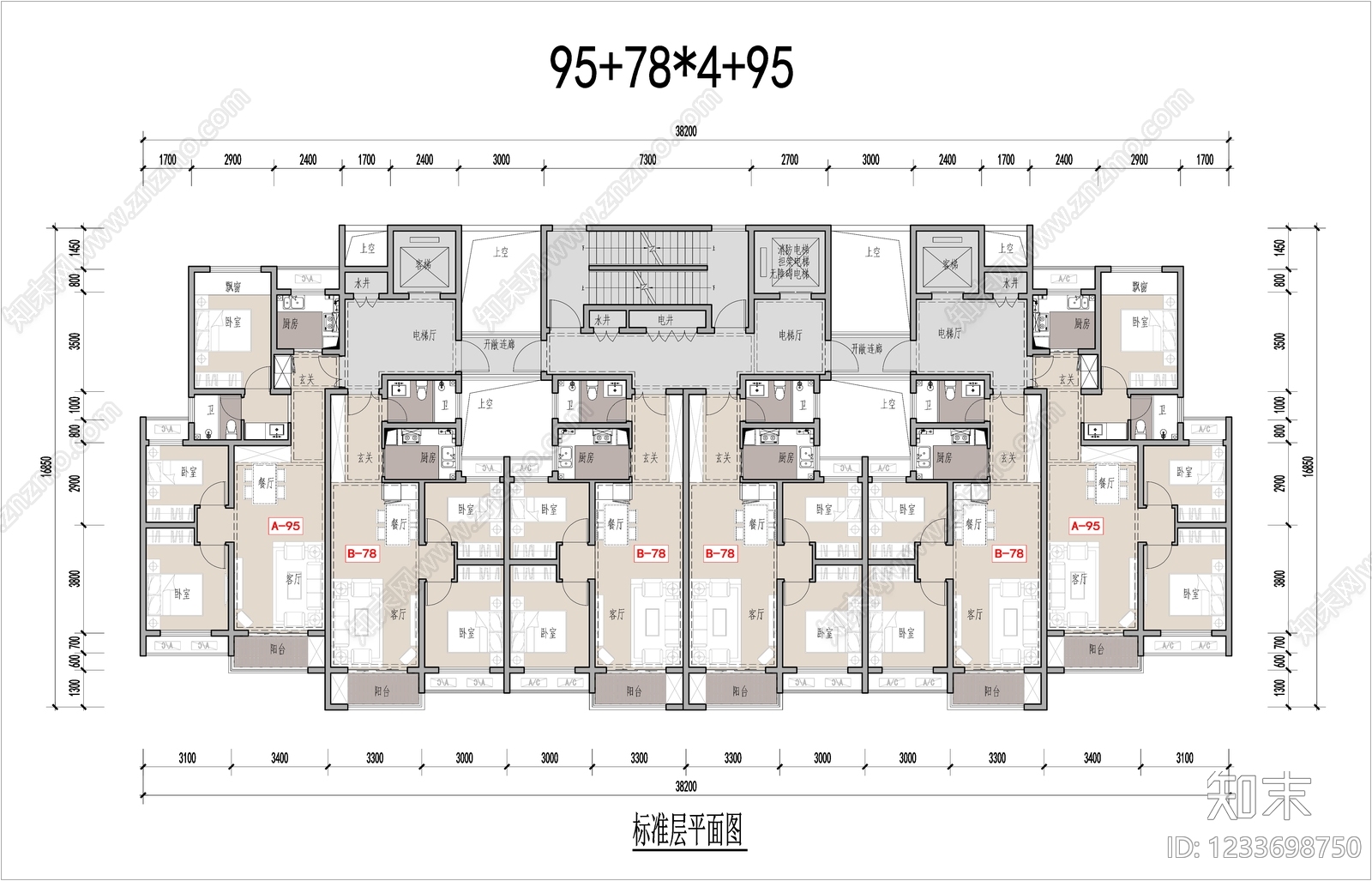 公寓建筑cad施工图下载【ID:1233698750】