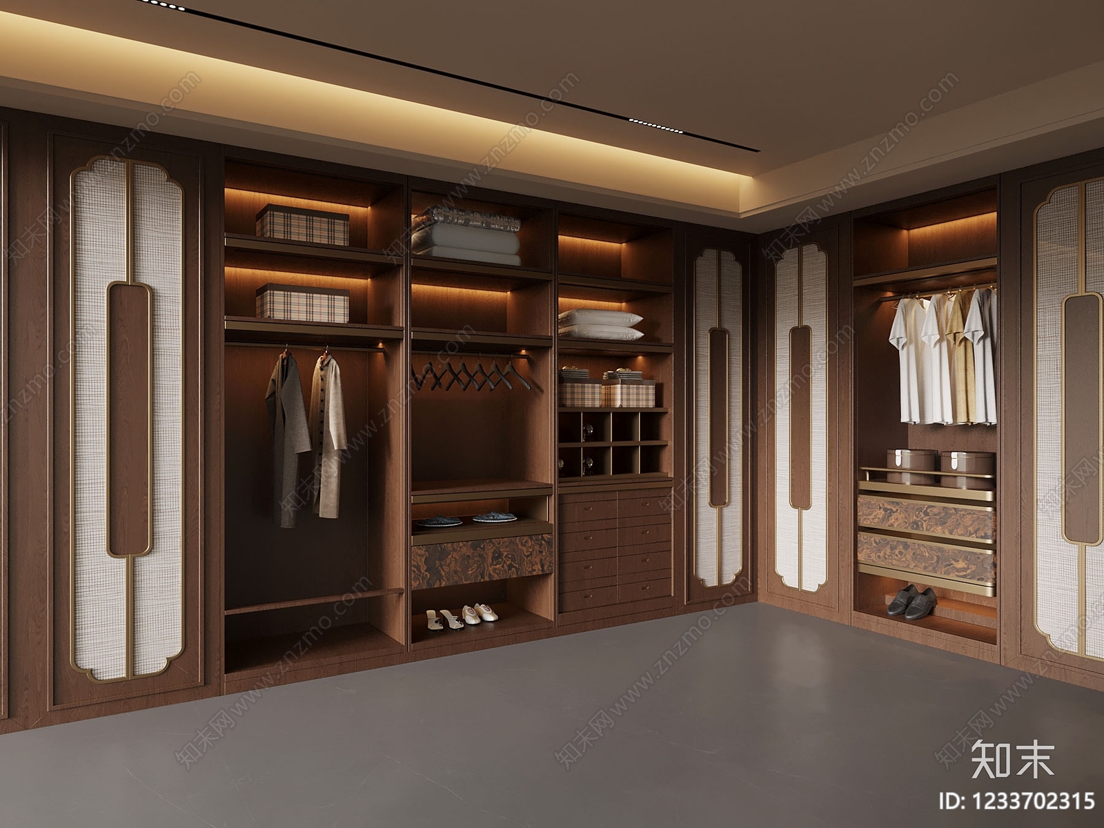 新中式衣帽间3D模型下载【ID:1233702315】