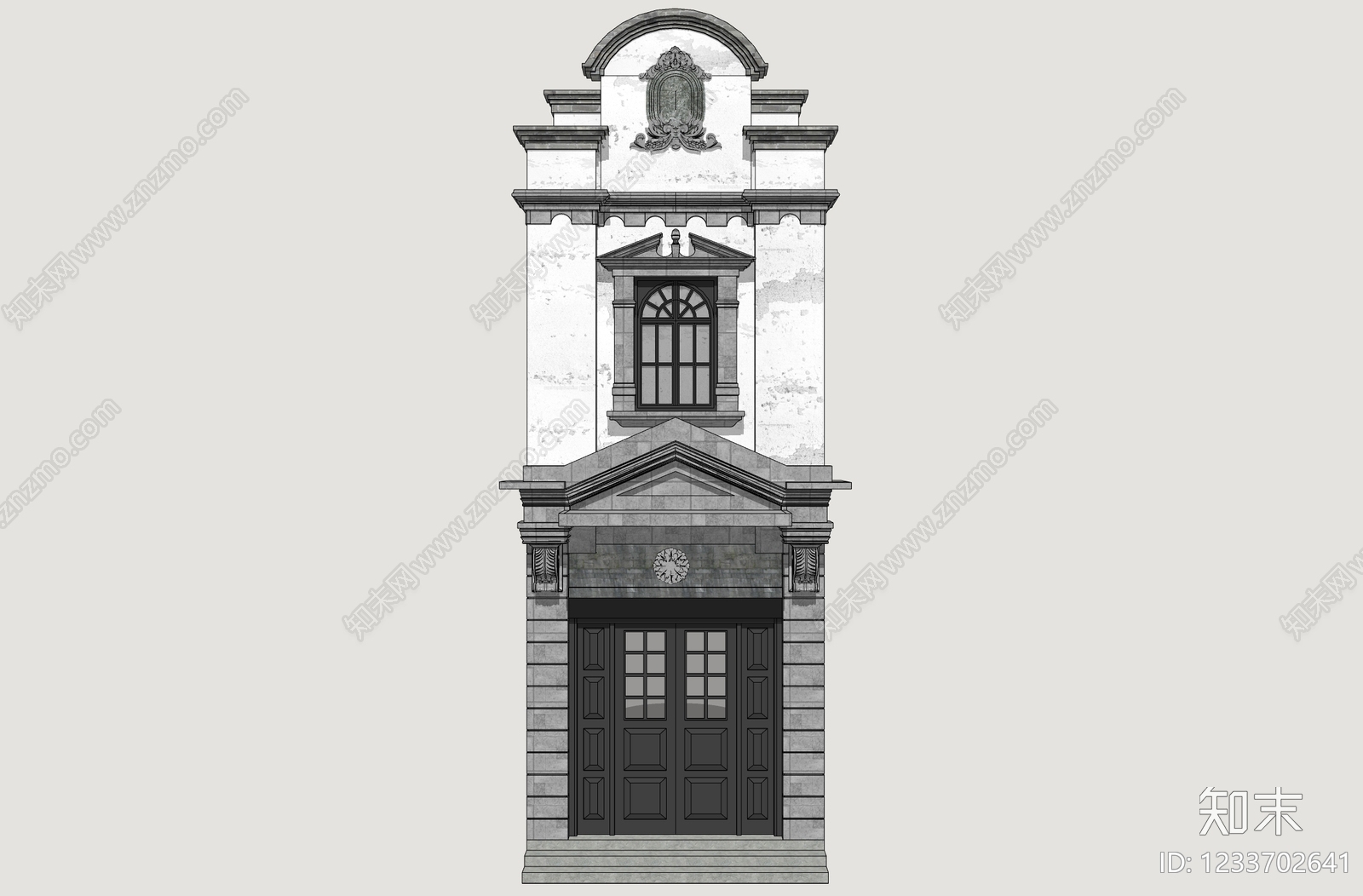 欧式古建双开门SU模型下载【ID:1233702641】
