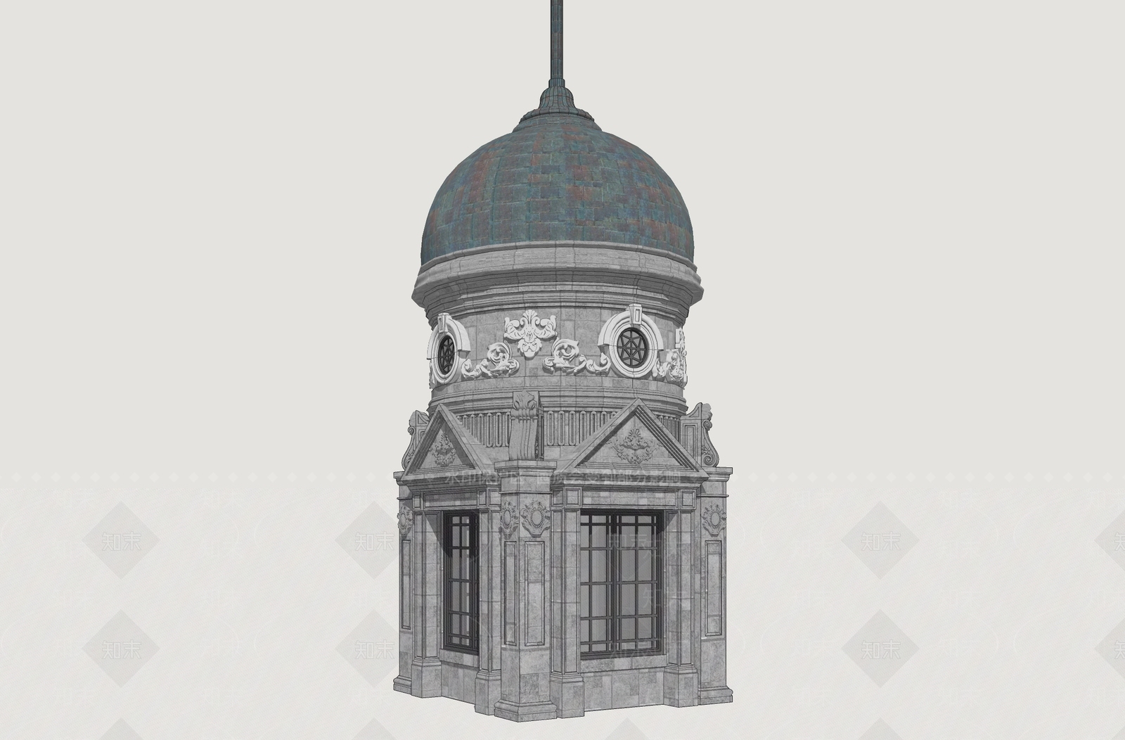 欧式古建风格建筑SU模型下载【ID:1233702720】