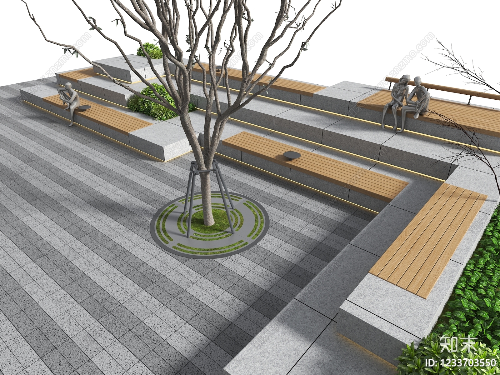 现代主义景观座椅3D模型下载【ID:1233703550】