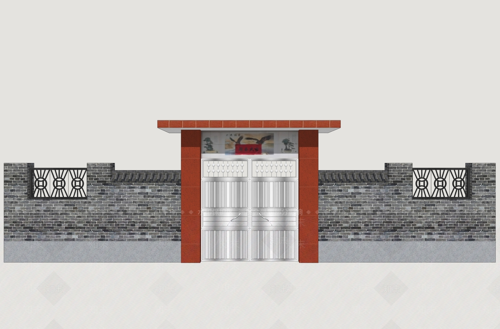 新中式庭院门SU模型下载【ID:1233703731】