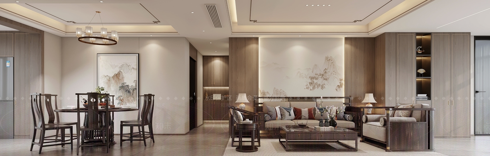 新中式宋式客餐厅3D模型下载【ID:1233704201】