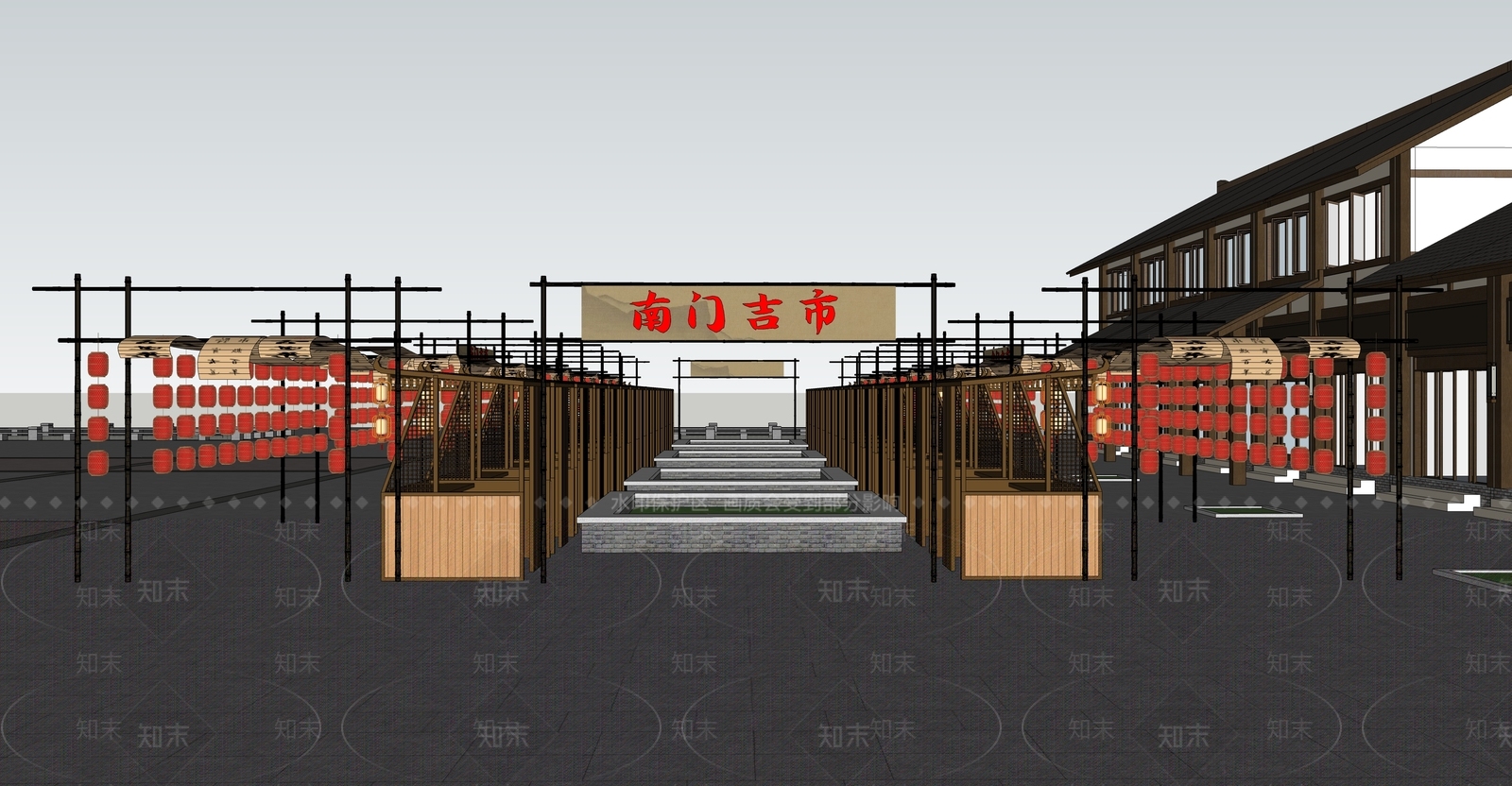 新中式景观文旅美陈SU模型下载【ID:1233704608】