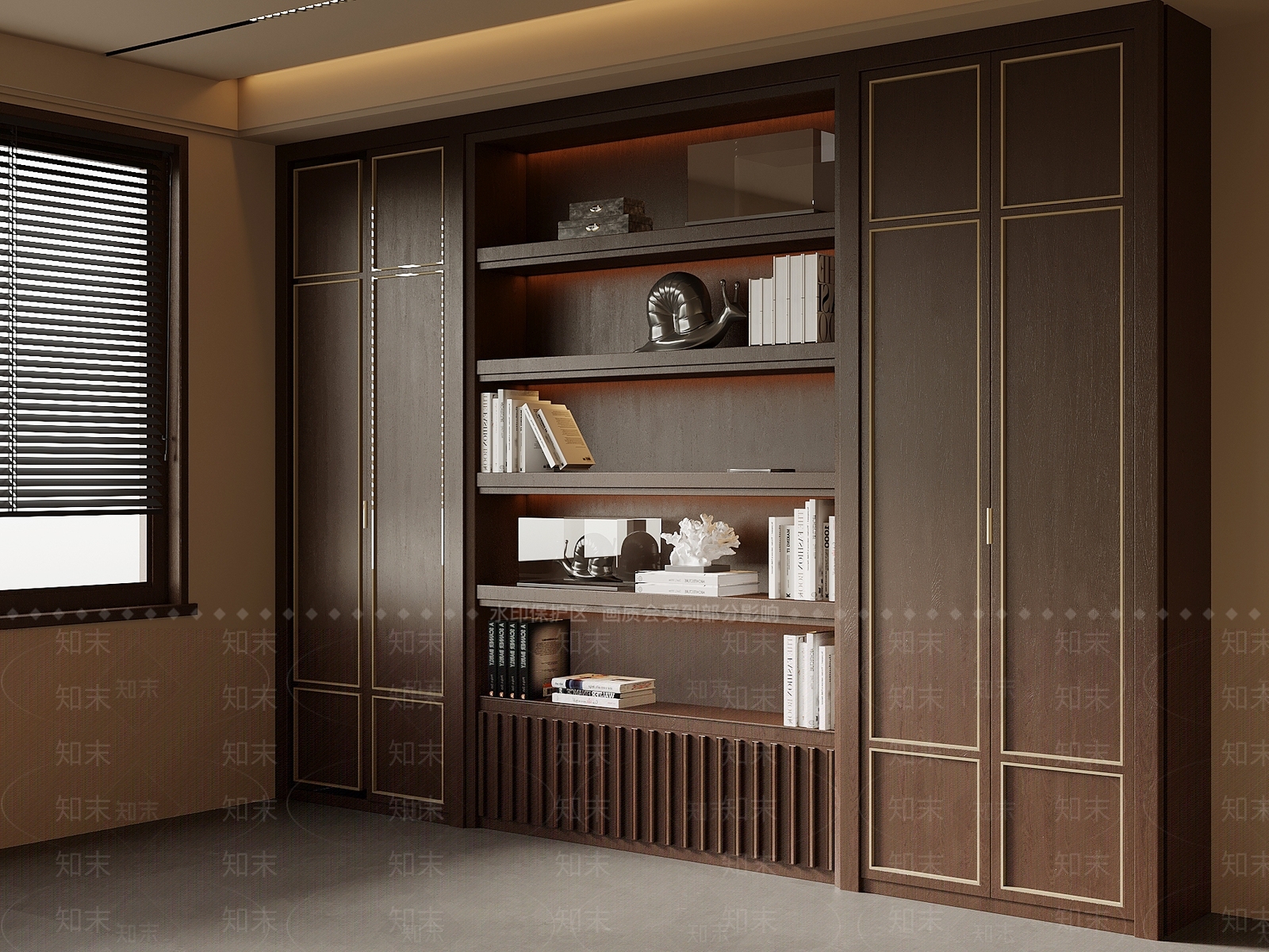 新中式书柜3D模型下载【ID:1233704641】