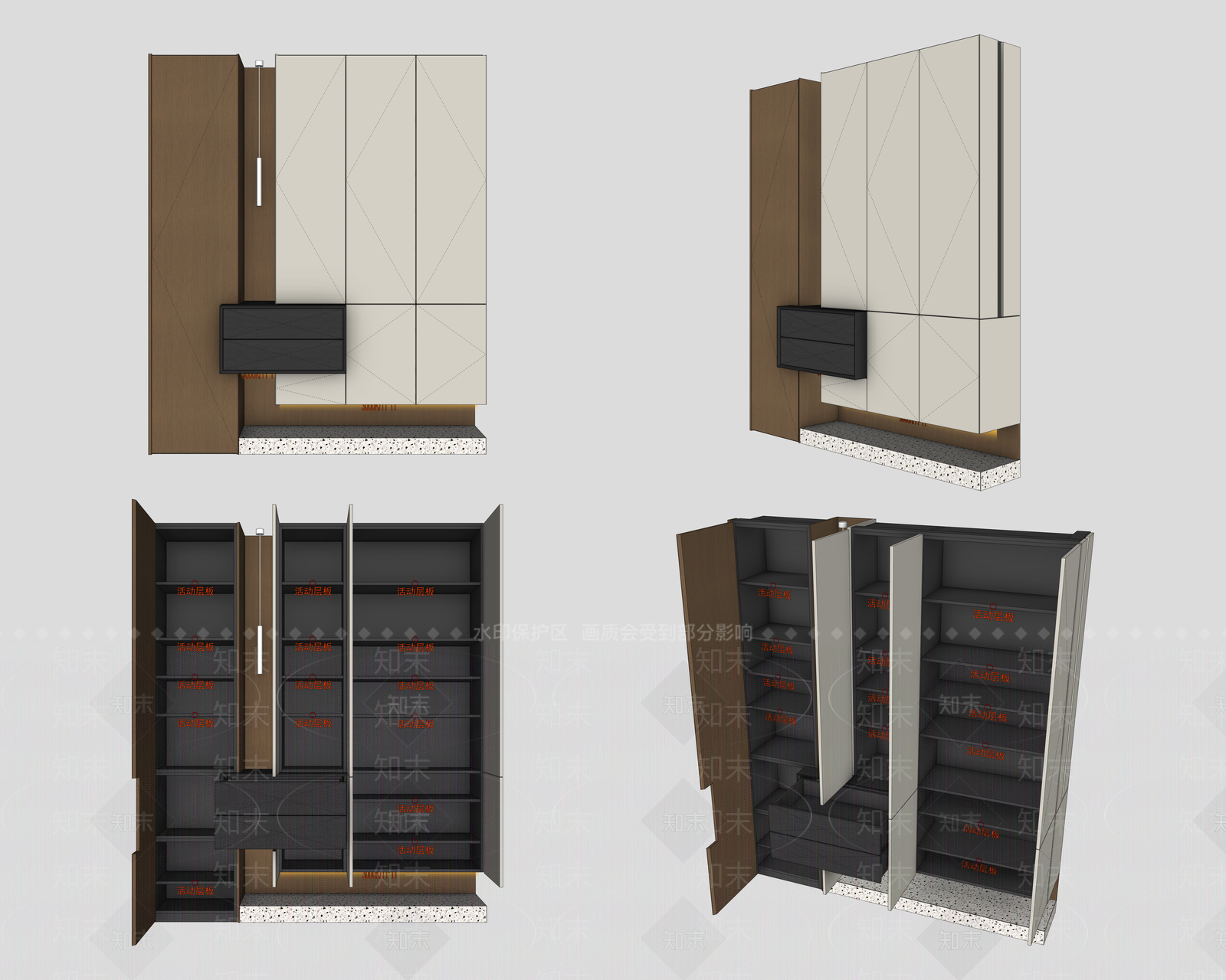 意式极简鞋柜3D模型下载【ID:1233708458】