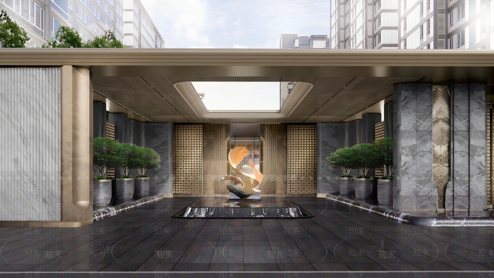 轻奢小区景观SU模型下载【ID:1233711860】