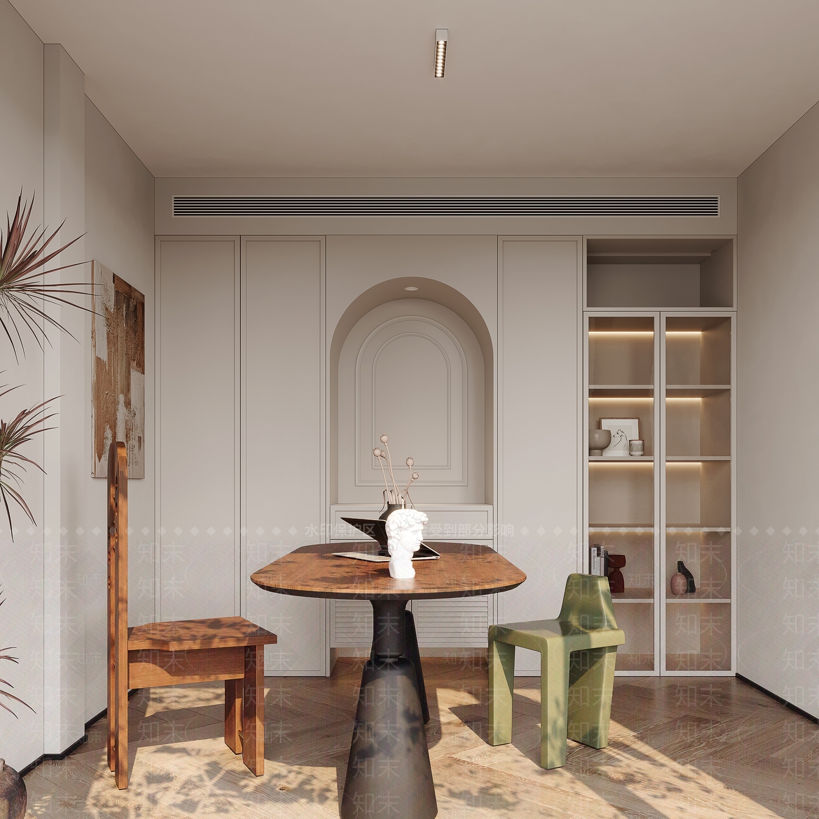 奶油风书房3D模型下载【ID:1233711942】