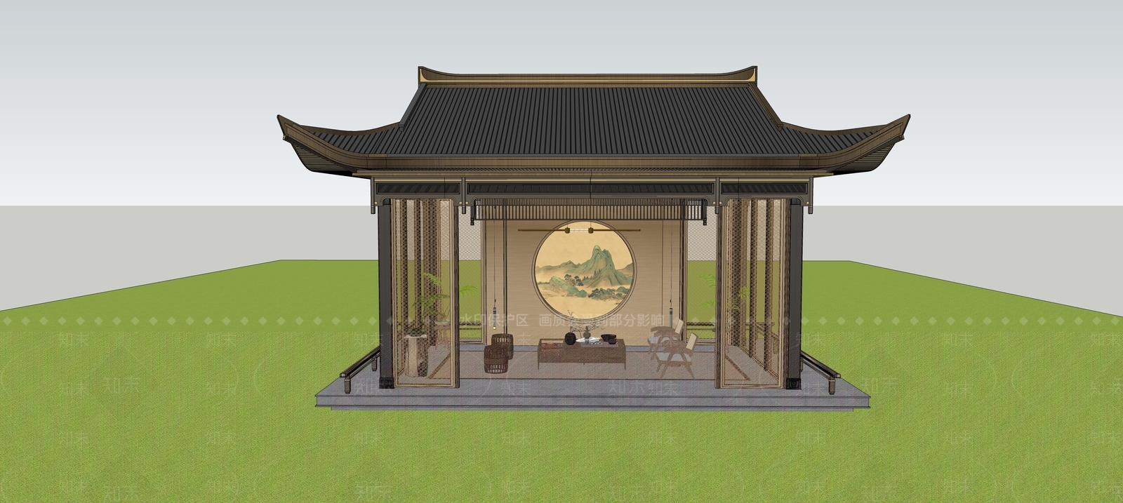 新中式亭子SU模型下载【ID:1233714132】