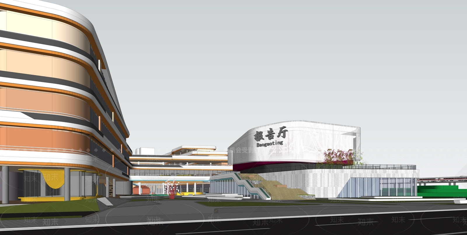 现代主义学校建筑SU模型下载【ID:1233716304】