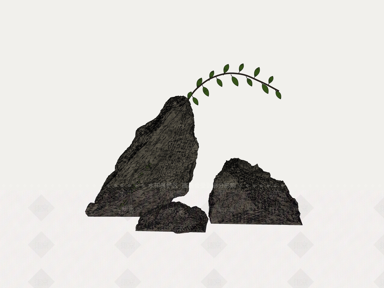 禅意景观石SU模型下载【ID:1233717655】