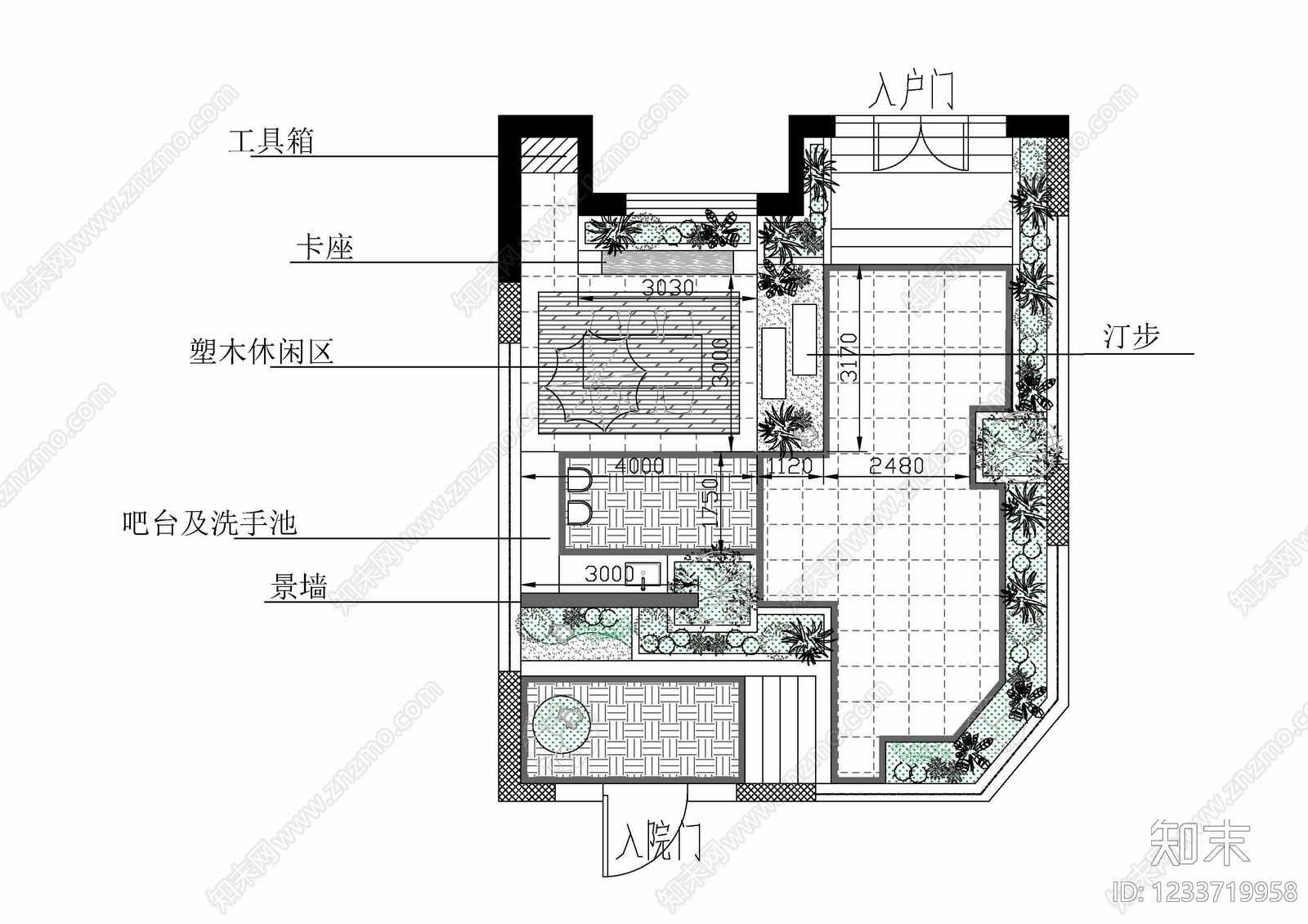 庭院cad施工图下载【ID:1233719958】