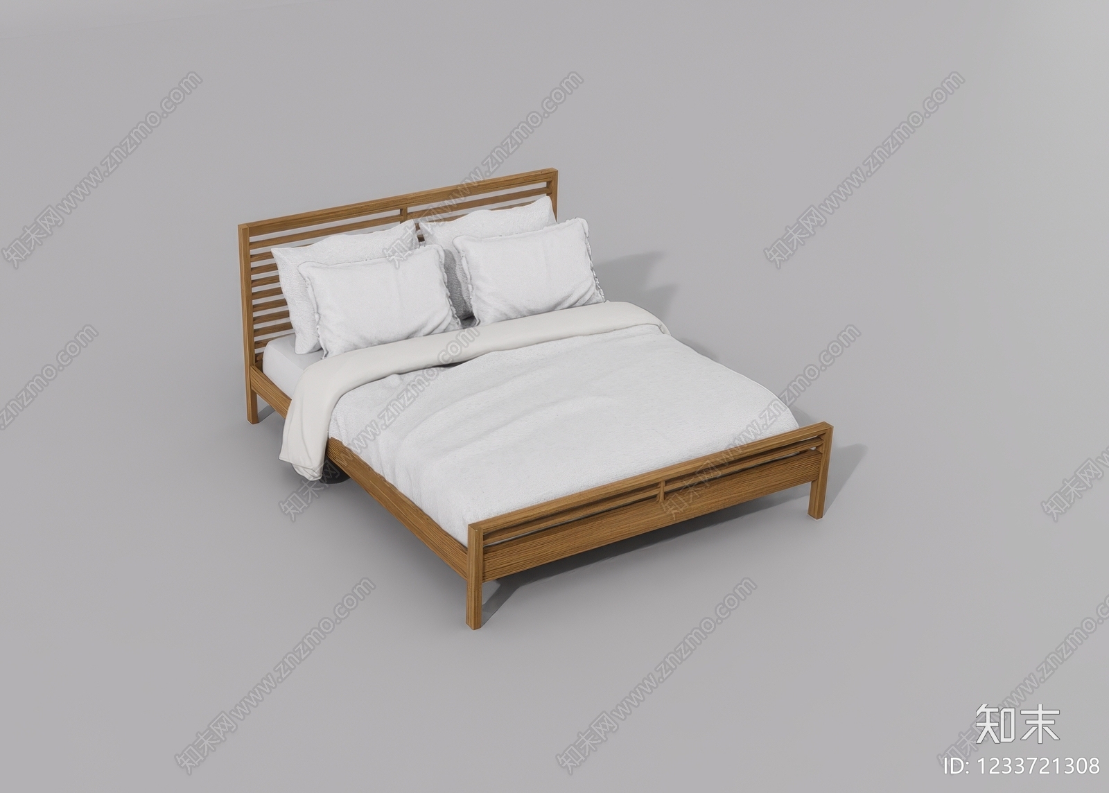原木风双人床SU模型下载【ID:1233721308】