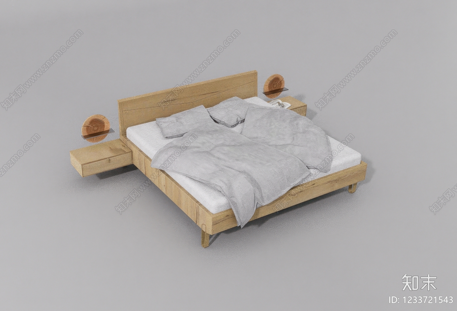 原木风双人床SU模型下载【ID:1233721543】