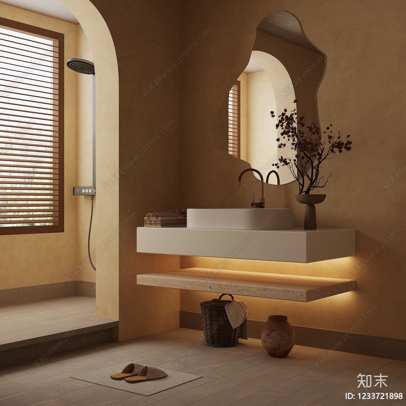 侘寂浴室柜SU模型下载【ID:1233721898】