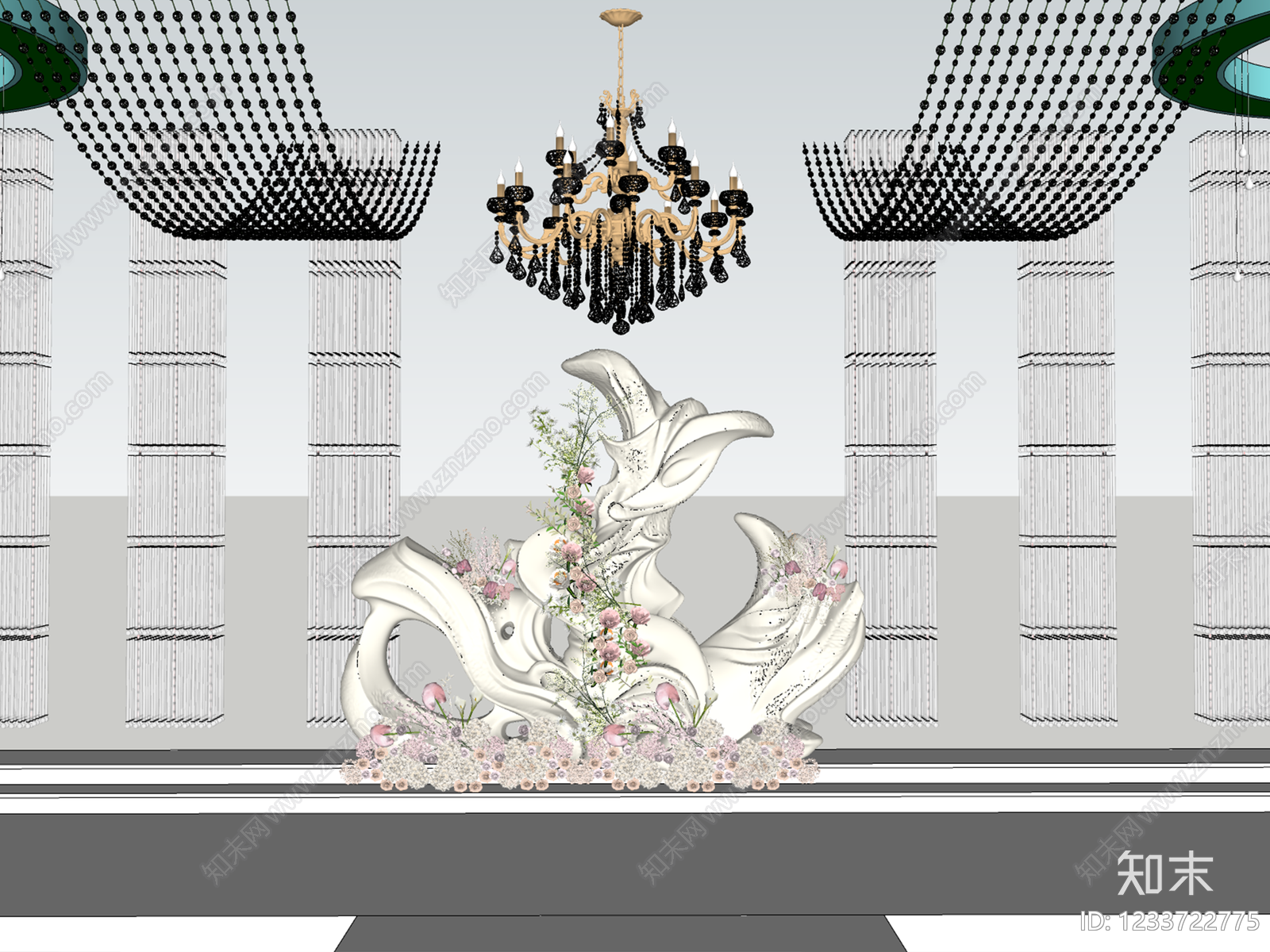 轻奢宴会厅SU模型下载【ID:1233722775】