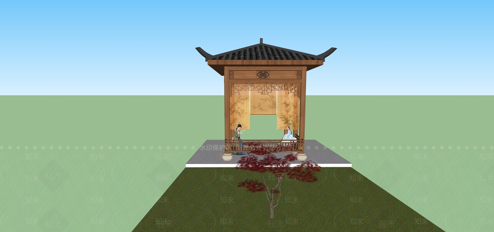 中式古建古建筑SU模型下载【ID:1233724572】