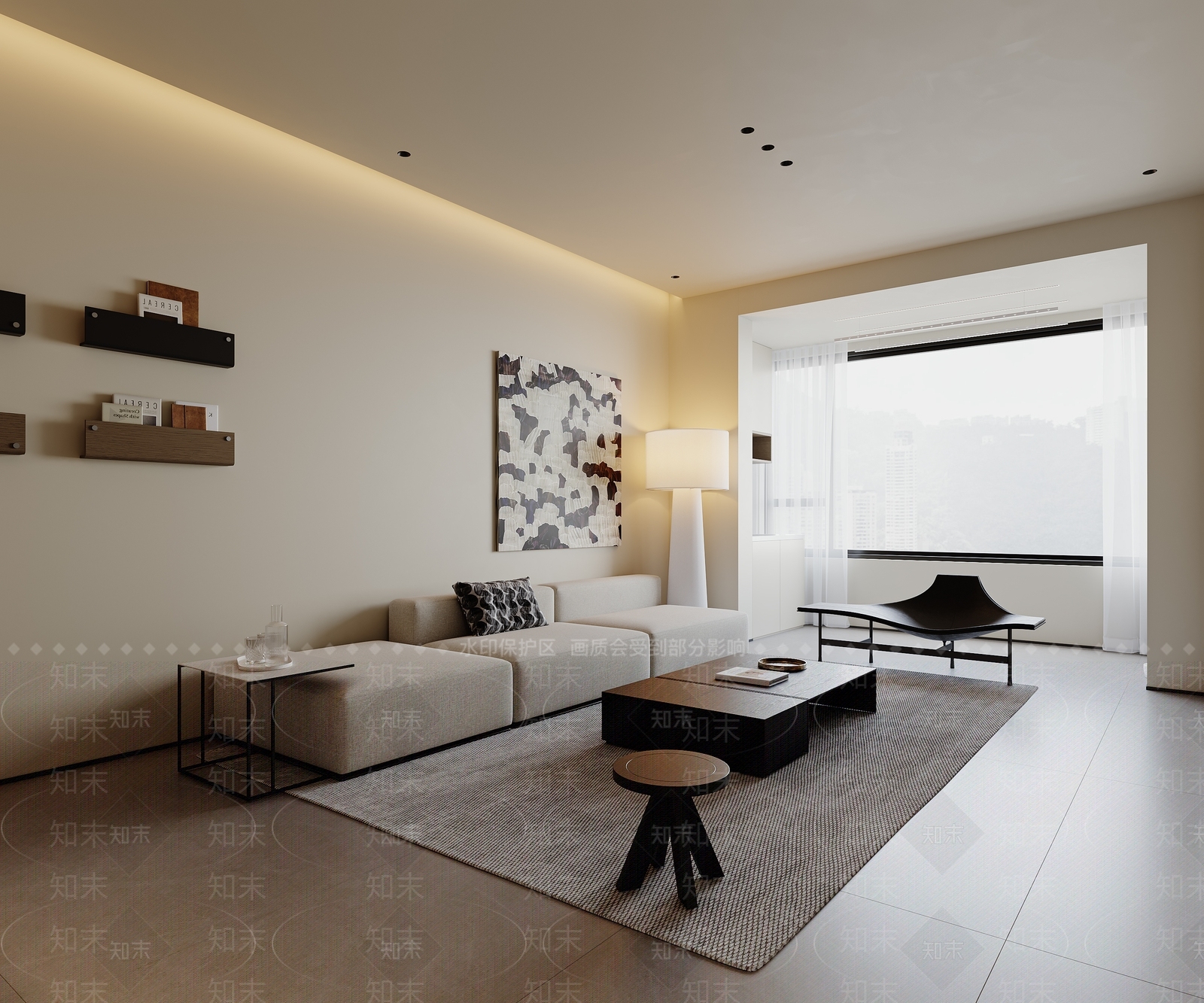 现代简约别墅客餐厅3D模型下载【ID:1233730040】