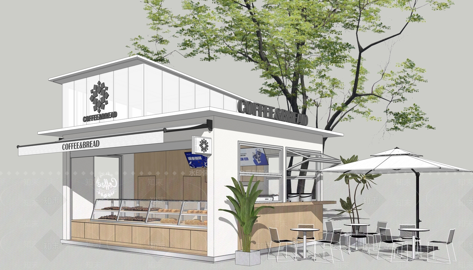 现代简约甜品面包店SU模型下载【ID:1233731111】