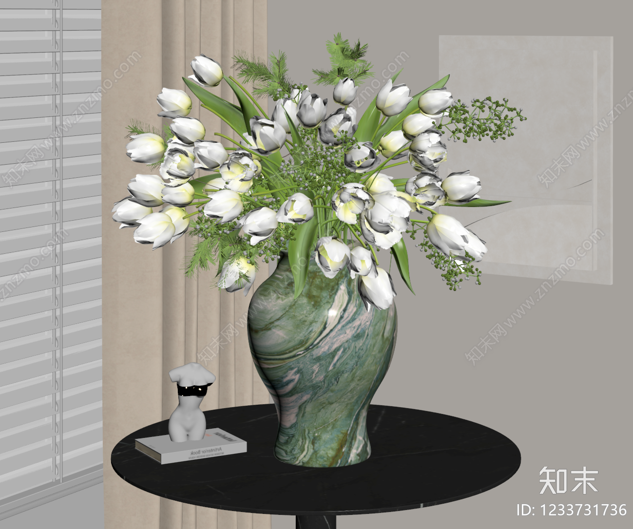 现代简约花艺SU模型下载【ID:1233731736】