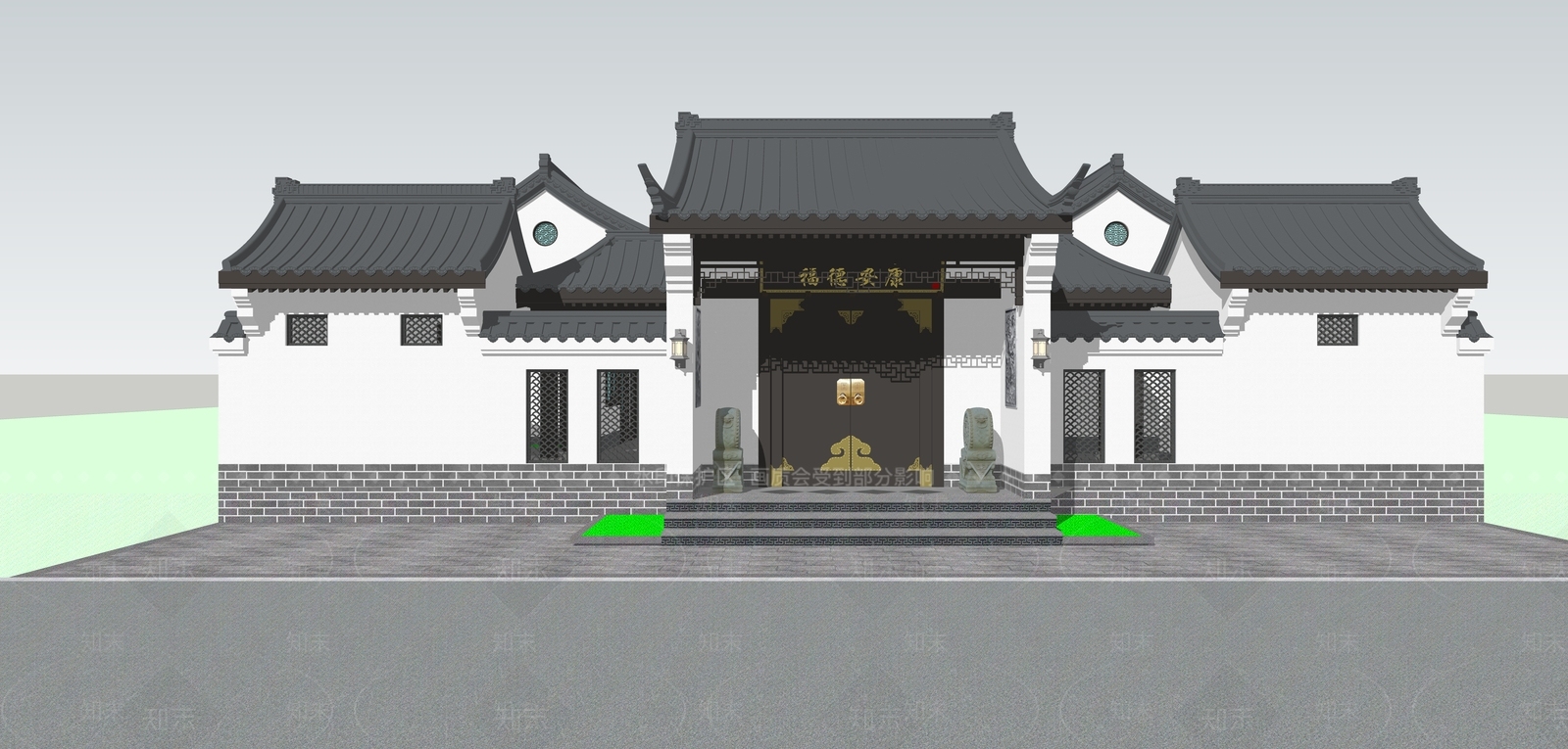 中式古建四合院SU模型下载【ID:1233733658】