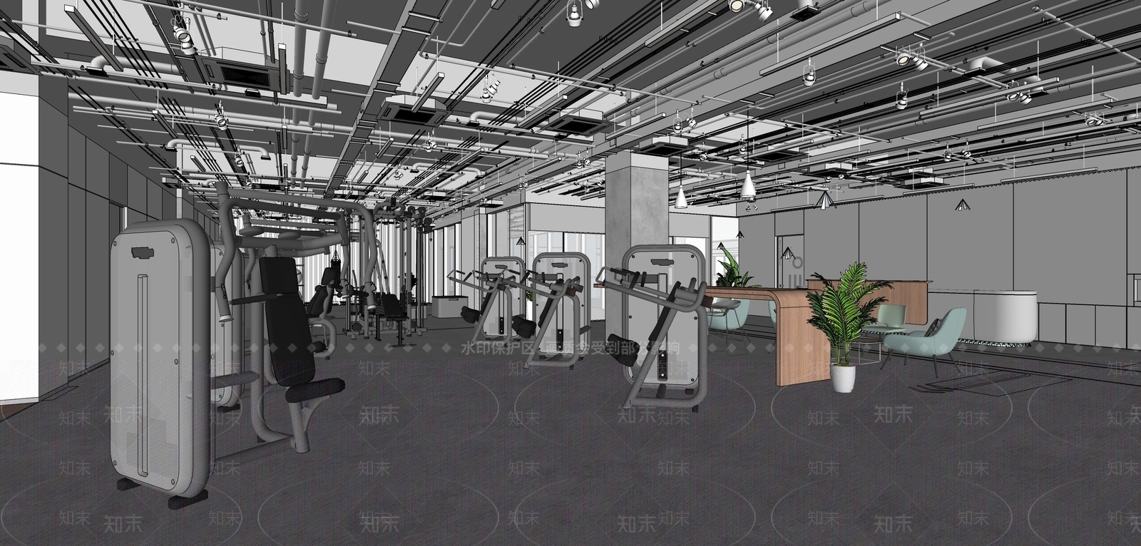 现代健身房SU模型下载【ID:1233734660】