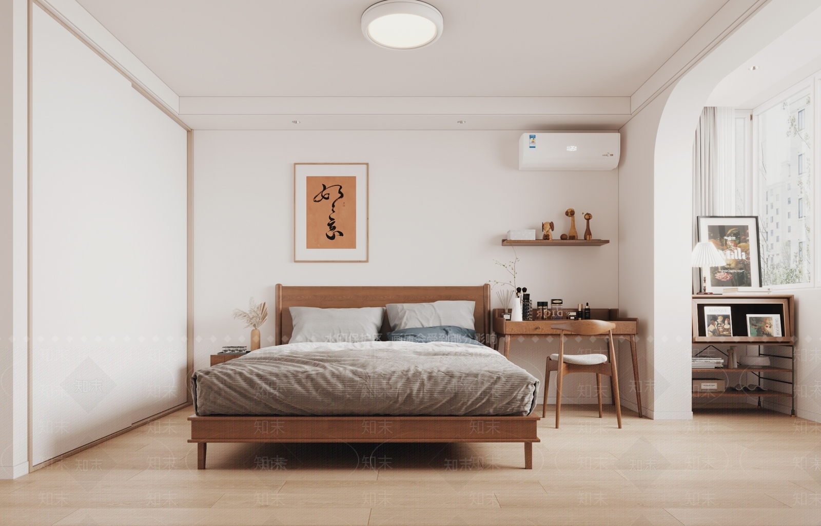 原木风家居卧室3D模型下载【ID:1233736317】