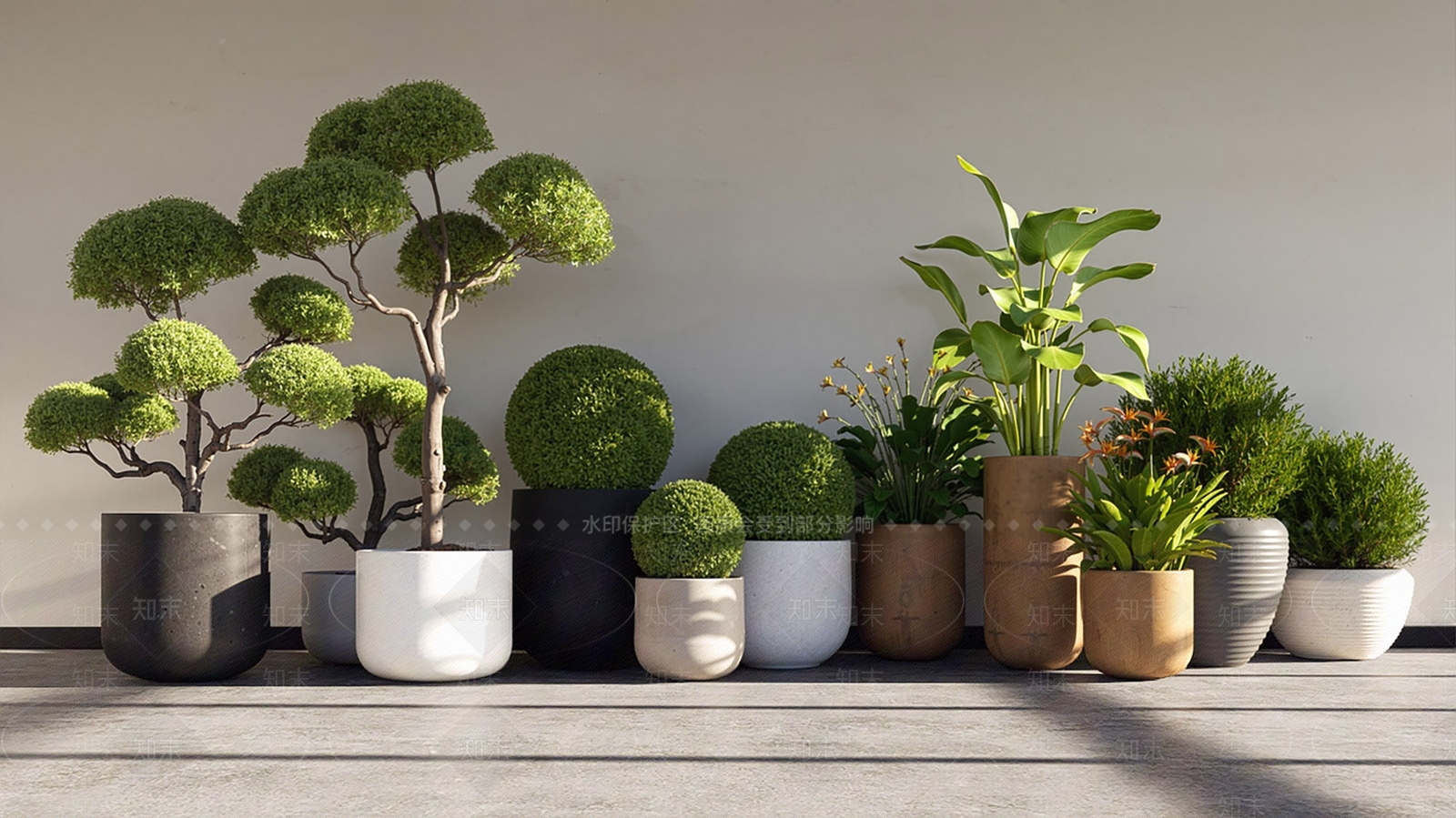现代简约植物组合SU模型下载【ID:1233736818】