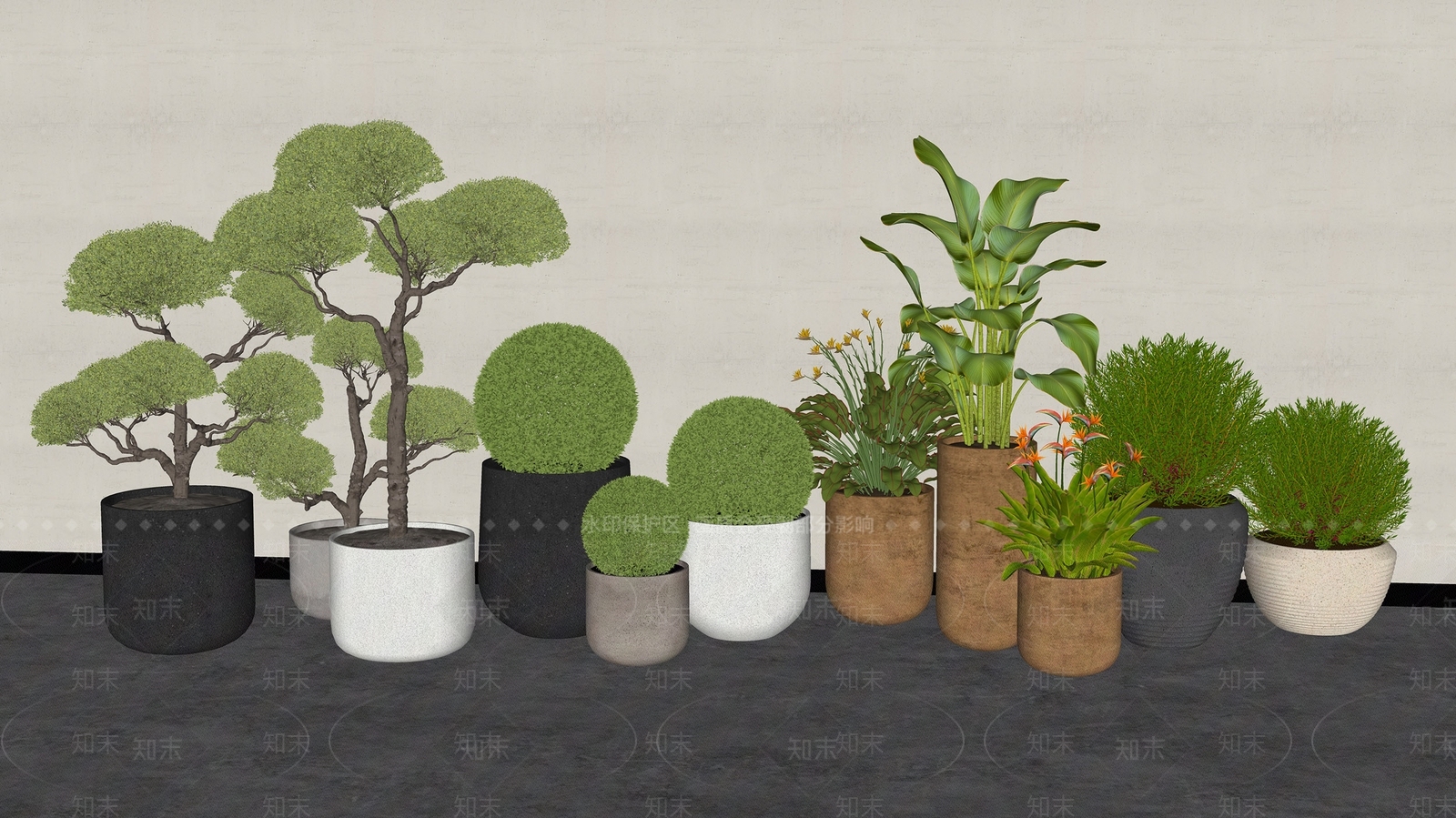 现代简约植物组合SU模型下载【ID:1233736818】