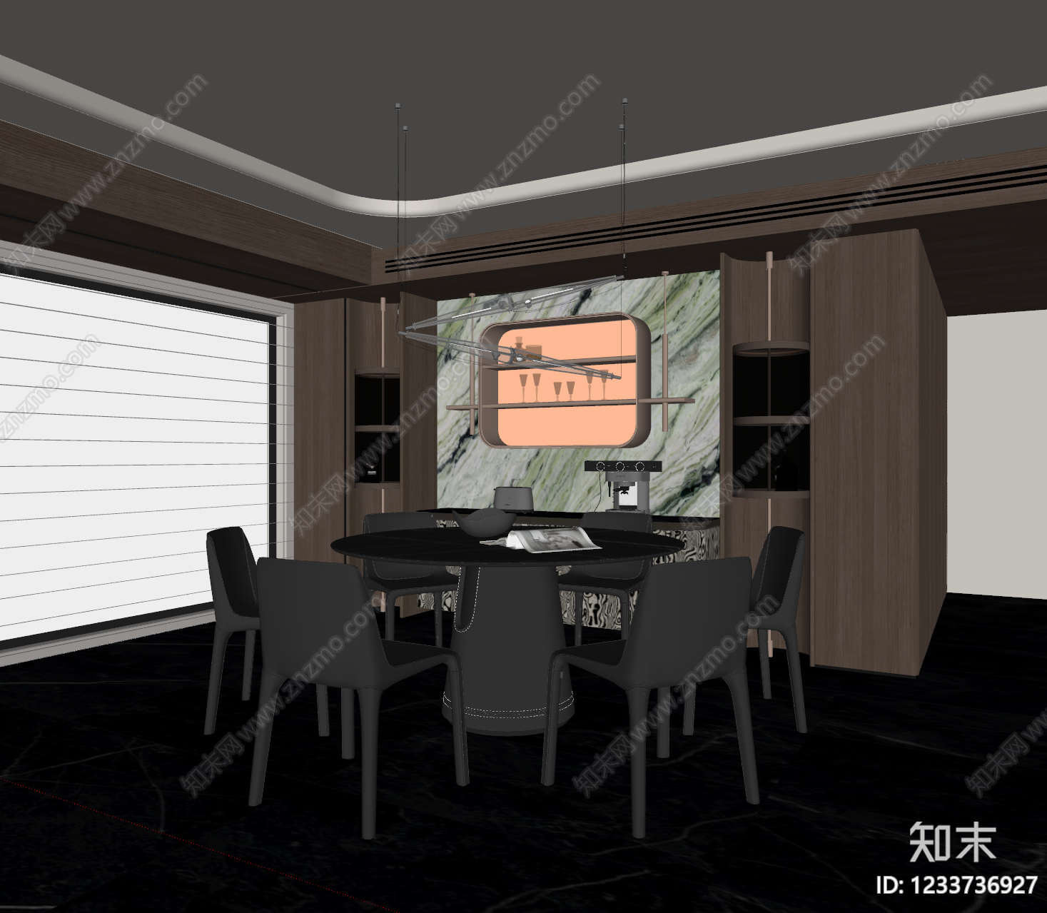 轻奢家居餐厅SU模型下载【ID:1233736927】