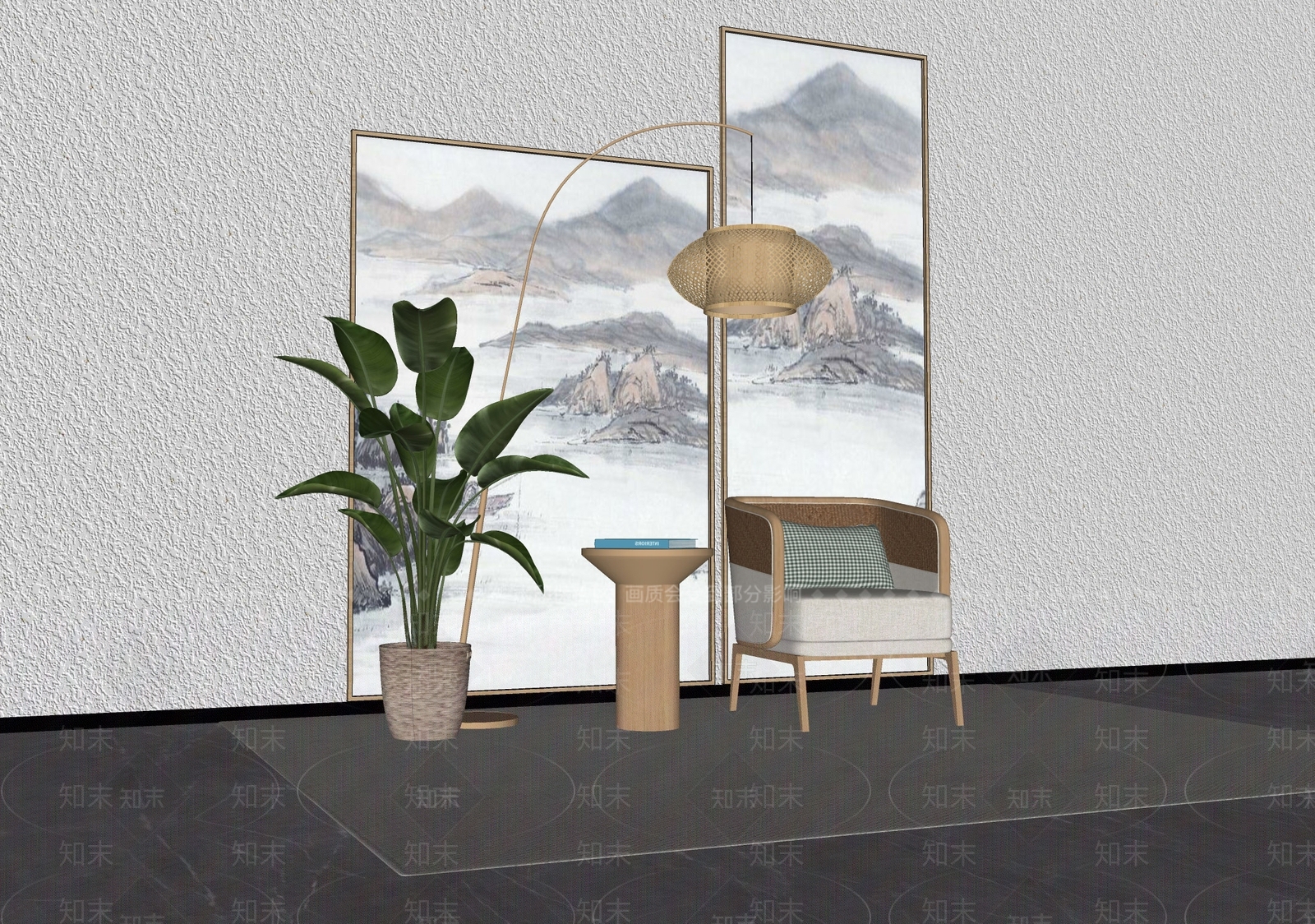 新中式休闲椅SU模型下载【ID:1233737356】