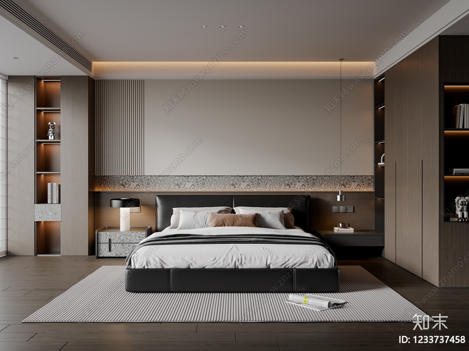 意式极简主卧3D模型下载【ID:1233737458】
