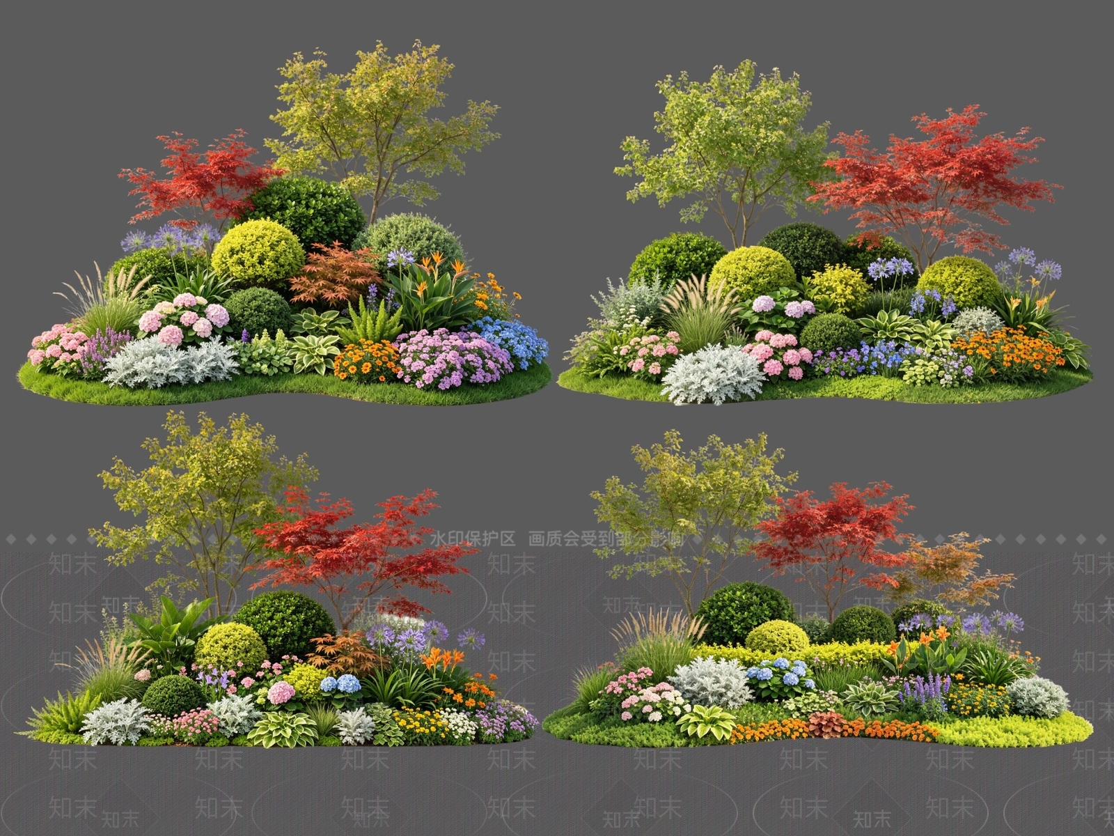 新中式景观花境SU模型下载【ID:1233737532】