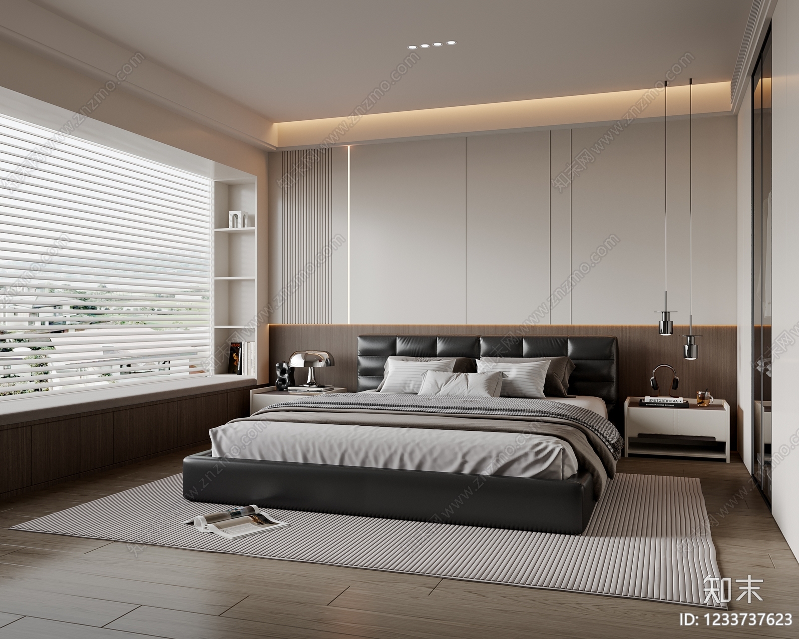 现代简约家居卧室SU模型下载【ID:1233737623】
