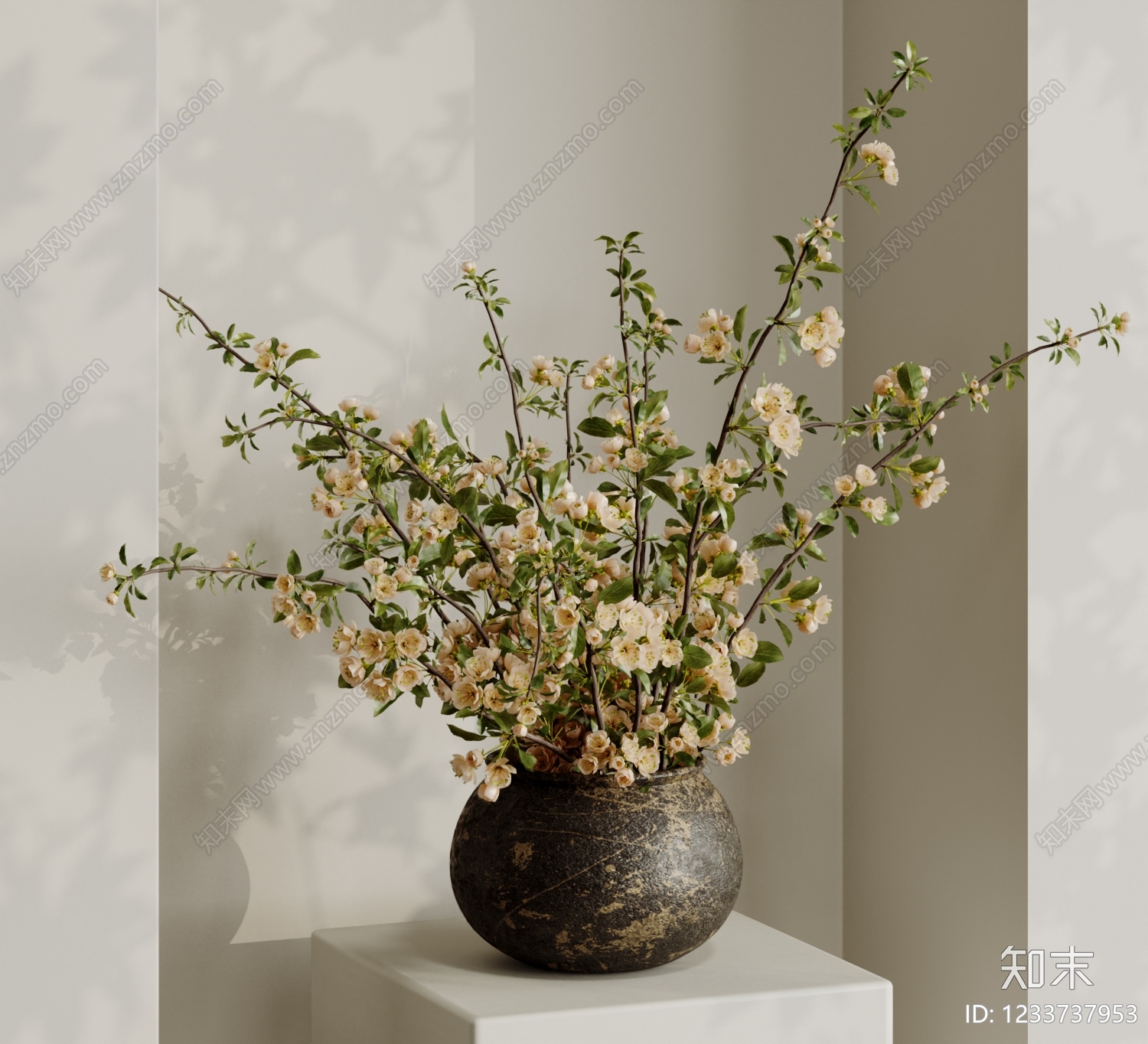 侘寂花艺3D模型下载【ID:1233737953】