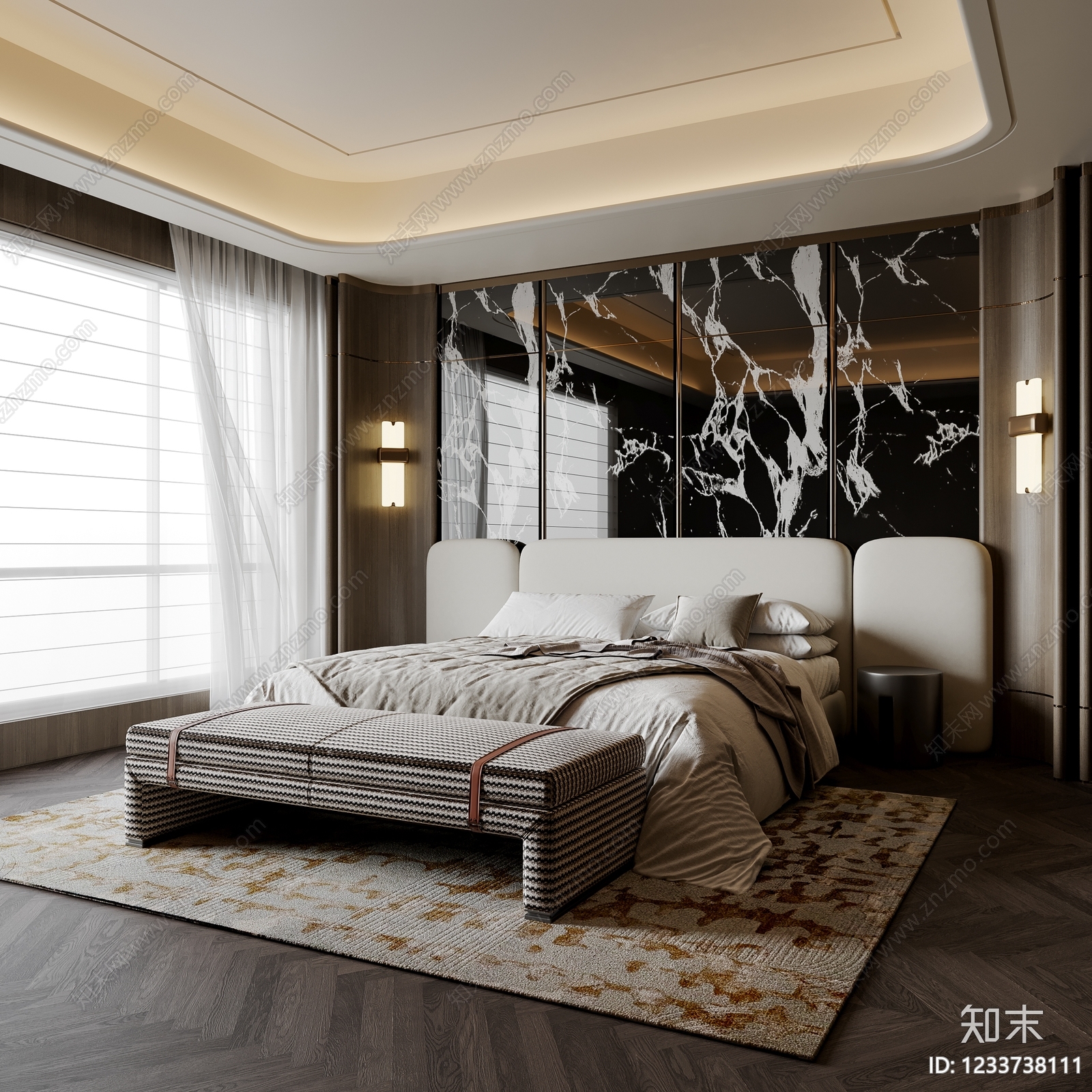 轻奢主卧3D模型下载【ID:1233738111】