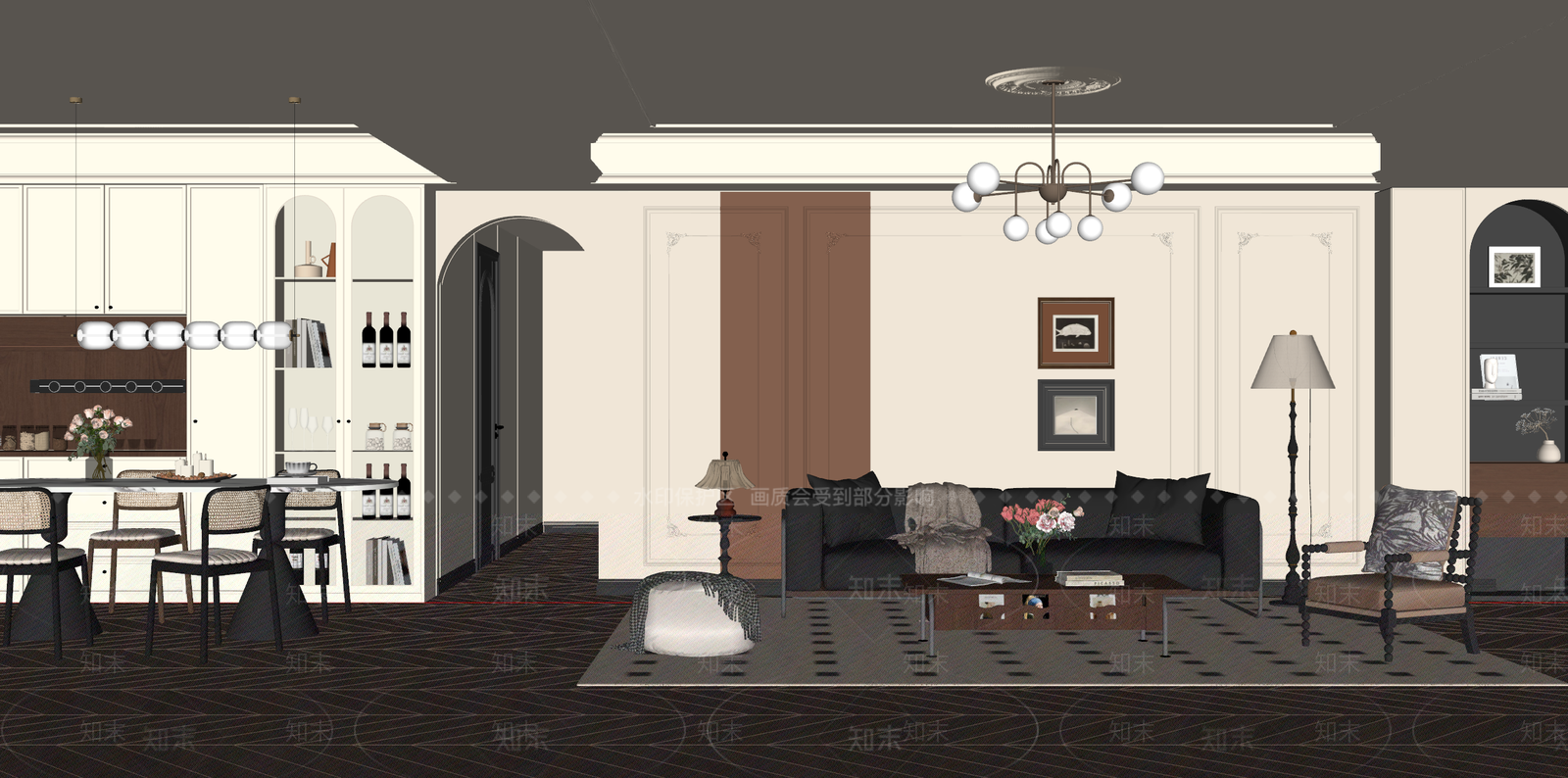 中古风客餐厅SU模型下载【ID:1233739213】