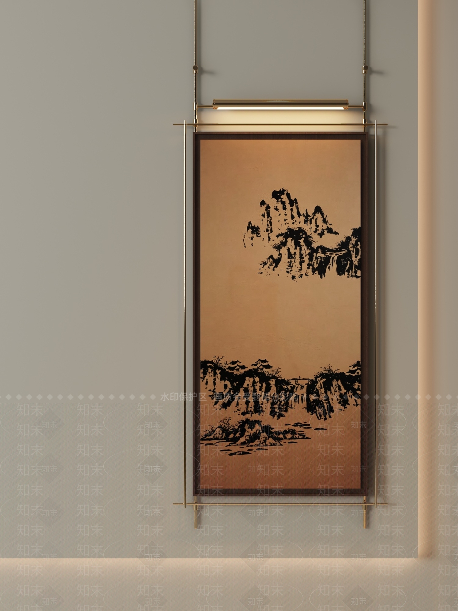 新中式山水画SU模型下载【ID:1233739901】