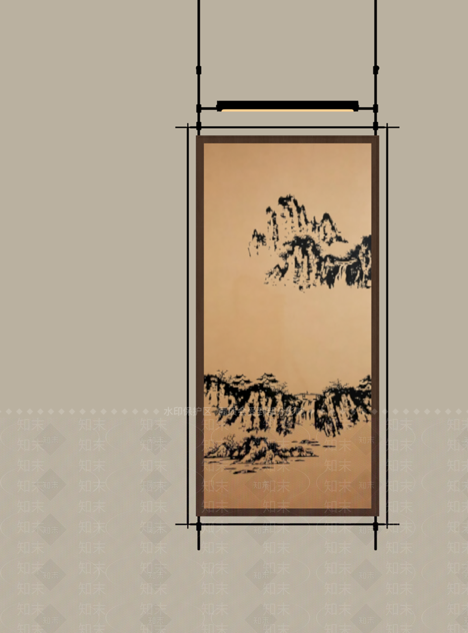 新中式山水画SU模型下载【ID:1233739901】