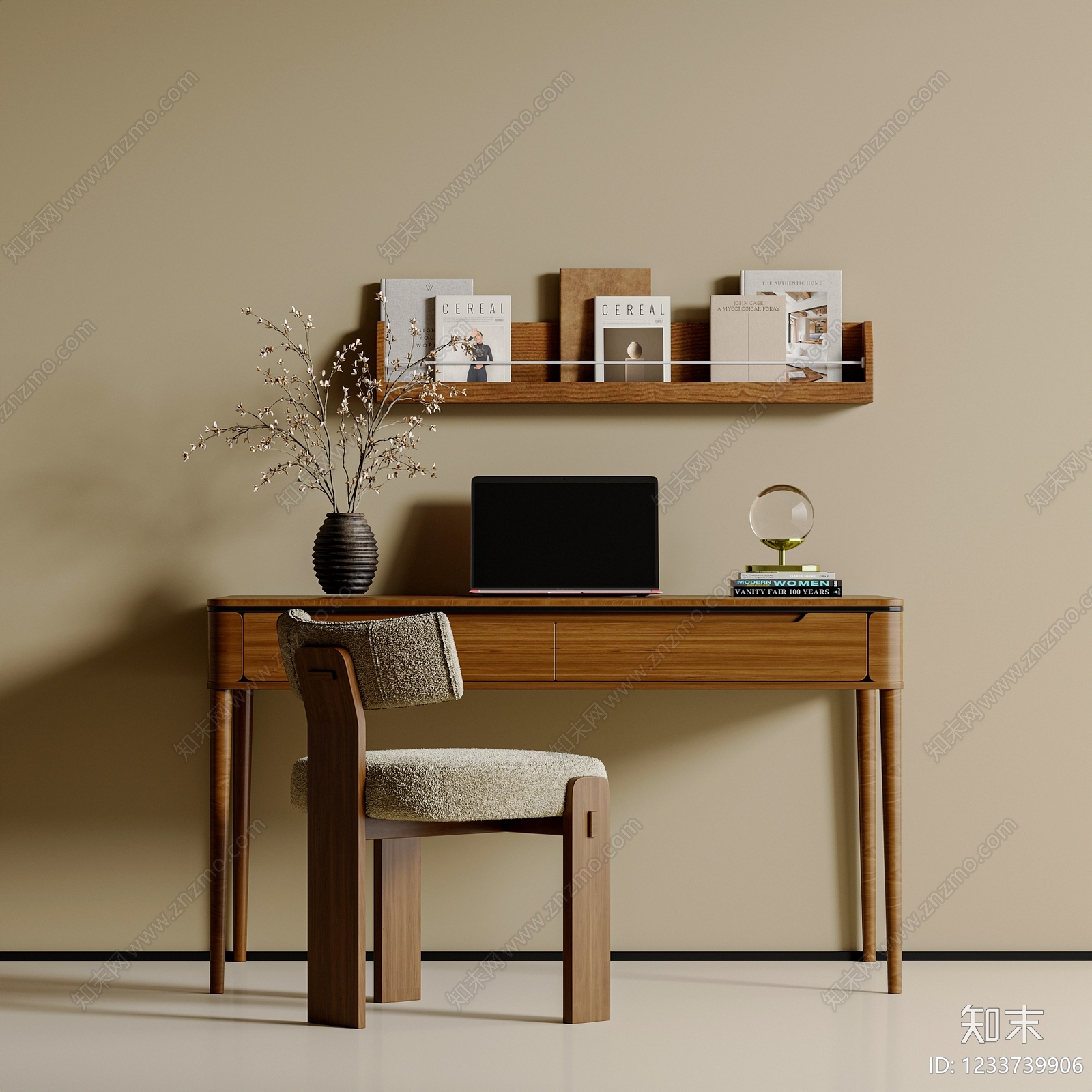 中古风书桌椅3D模型下载【ID:1233739906】