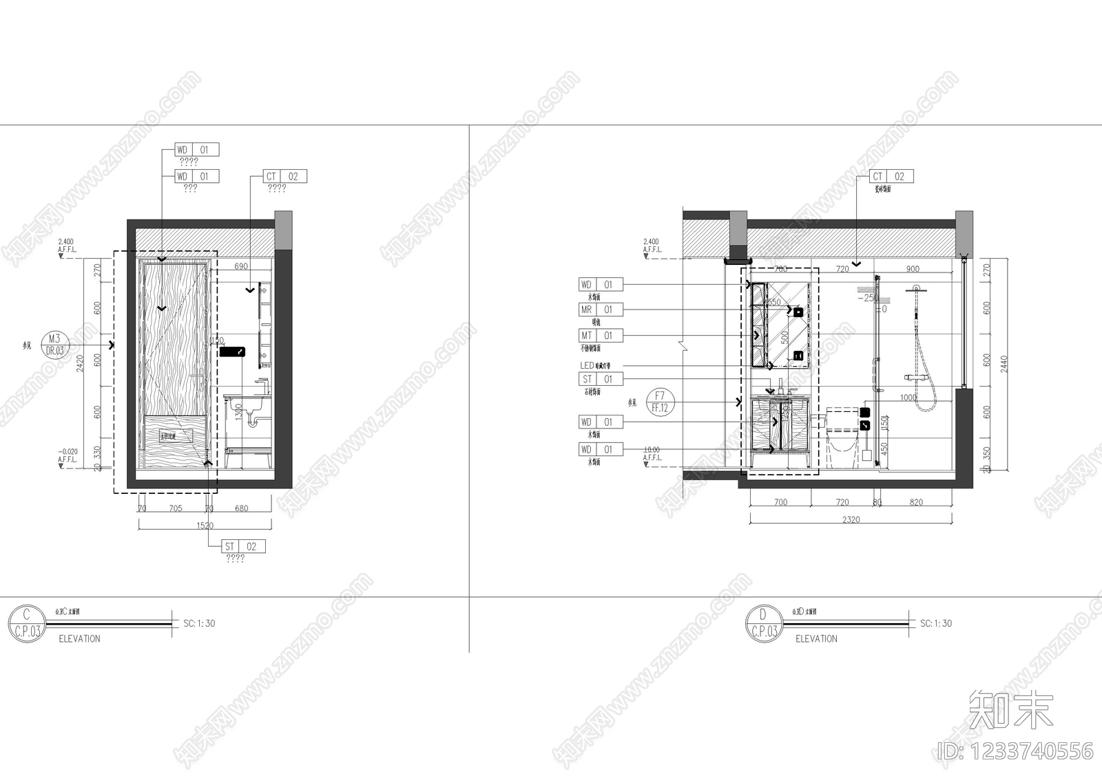 家装立面图cad施工图下载【ID:1233740556】