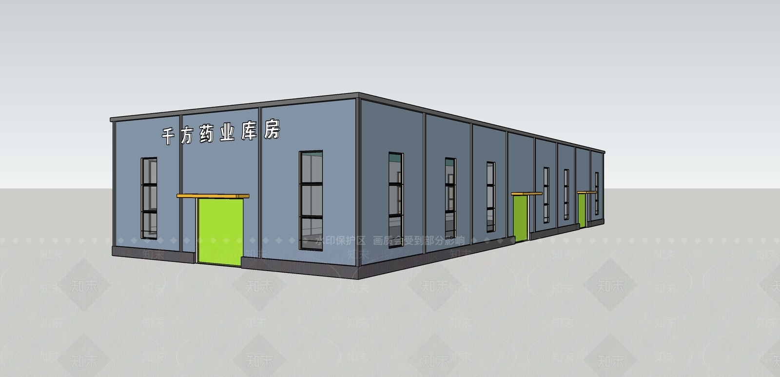 现代主义仓储建筑SU模型下载【ID:1233740767】
