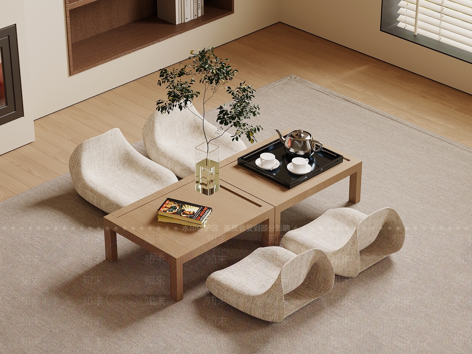原木风茶桌椅SU模型下载【ID:1233741283】