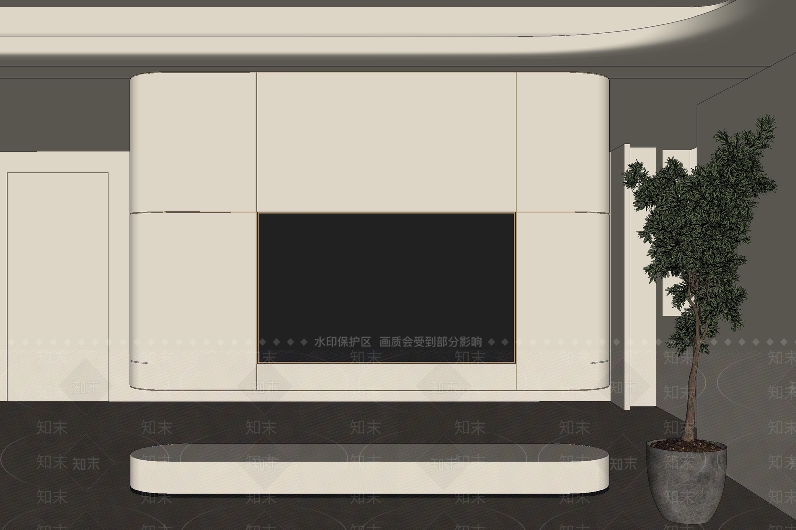 奶油风电视柜SU模型下载【ID:1233741256】