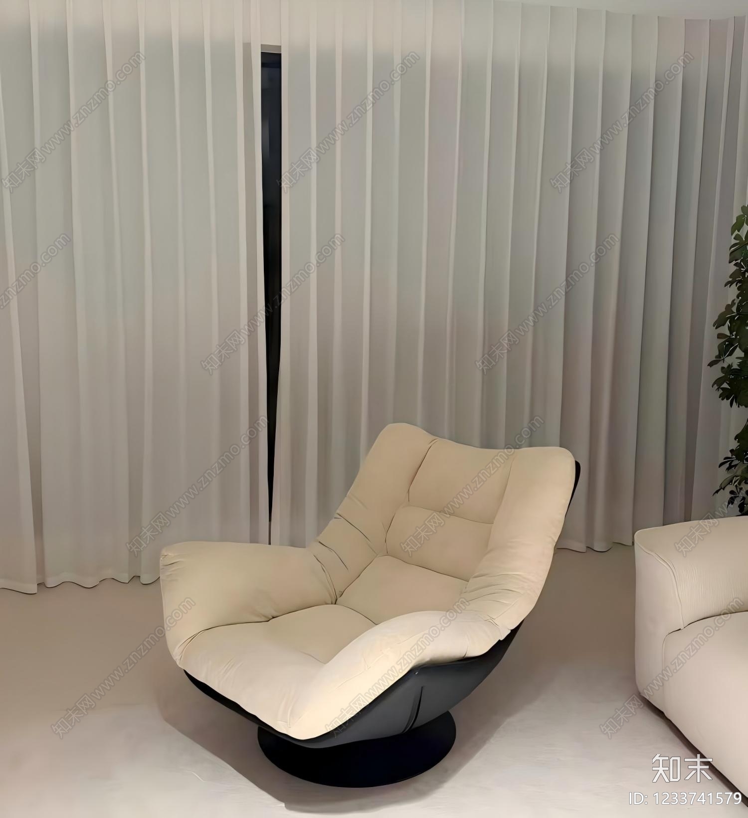 奶油风休闲椅3D模型下载【ID:1233741579】