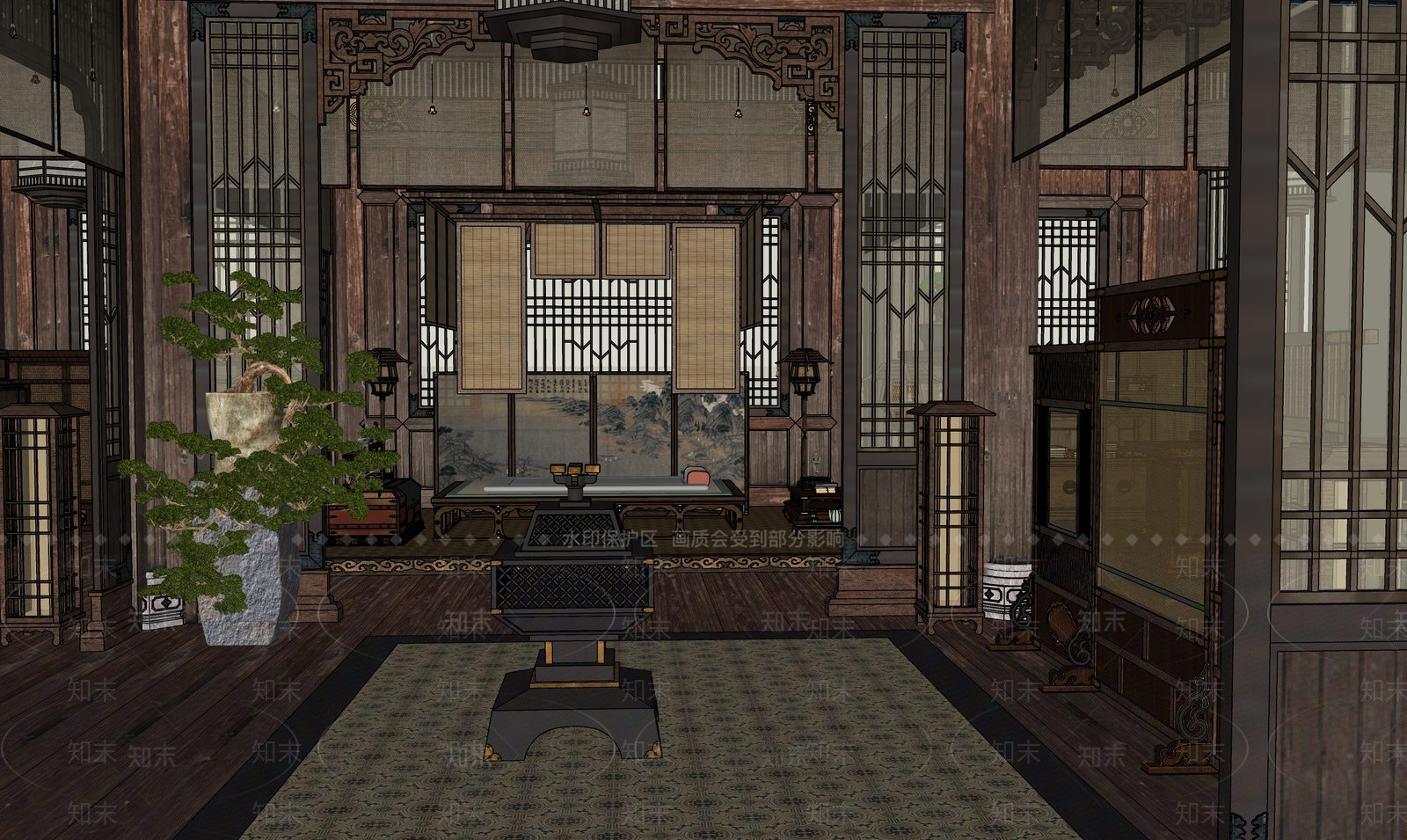 中式古建筑SU模型下载【ID:1233742727】