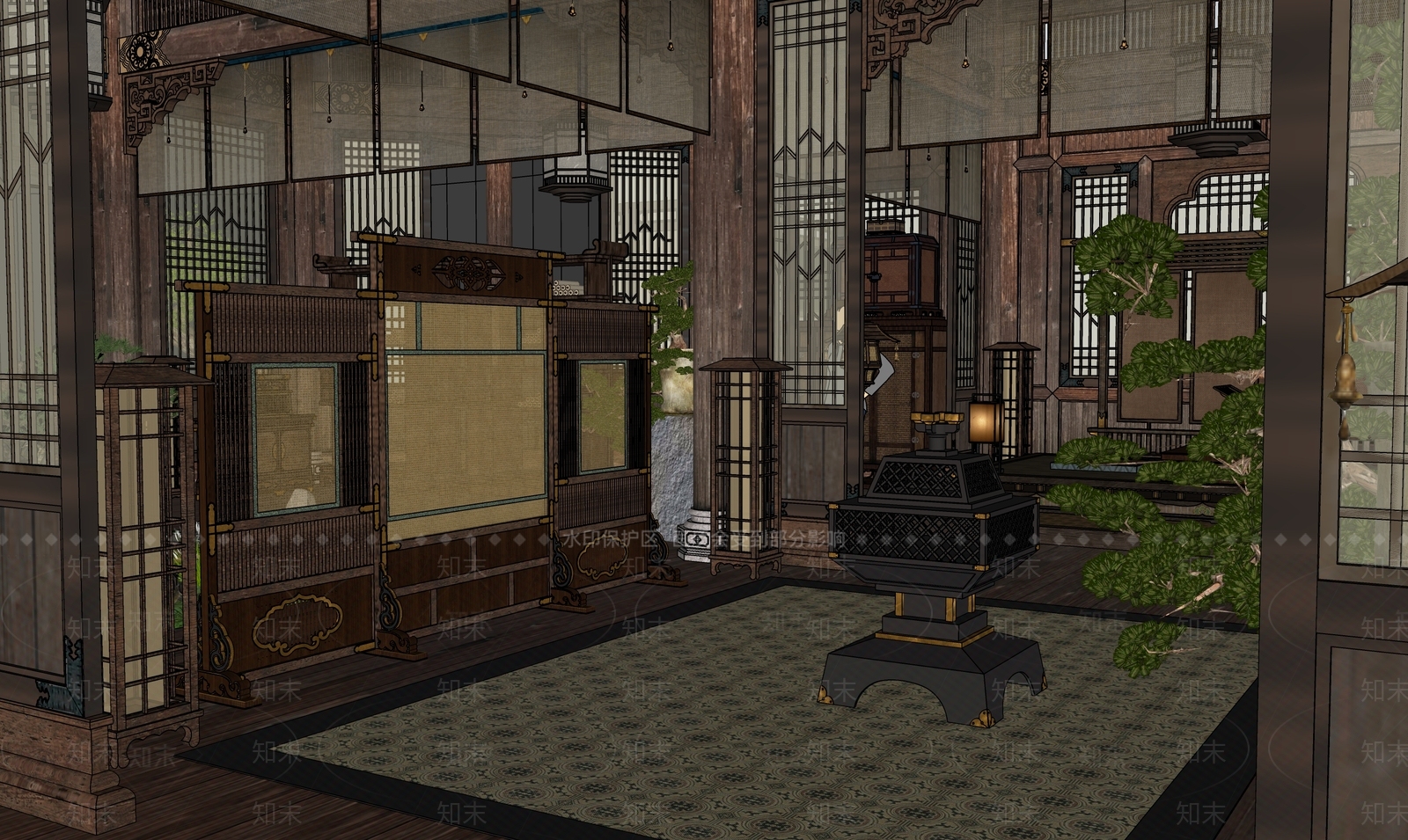 中式古建筑SU模型下载【ID:1233742727】