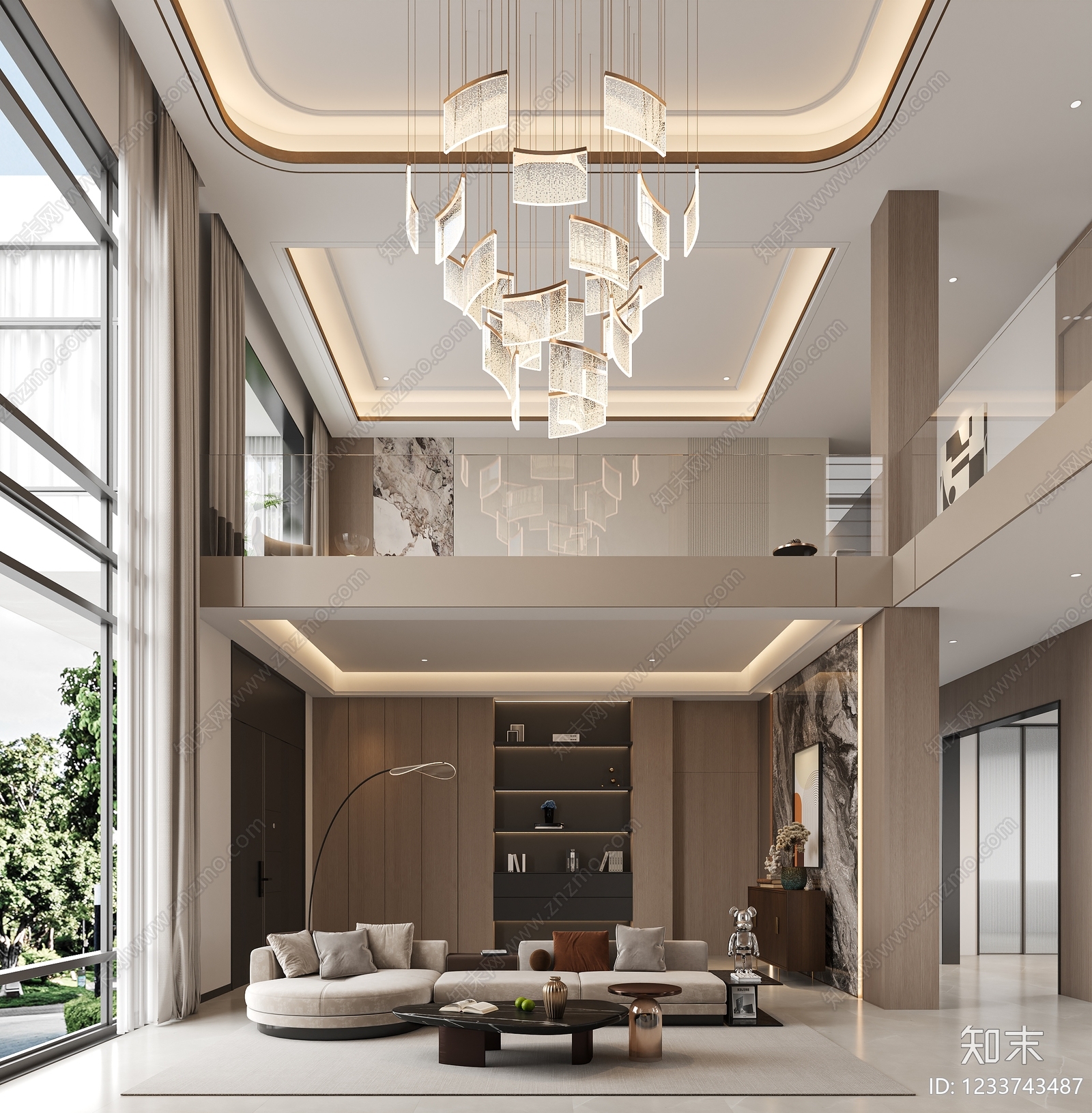 轻奢别墅客餐厅3D模型下载【ID:1233743487】