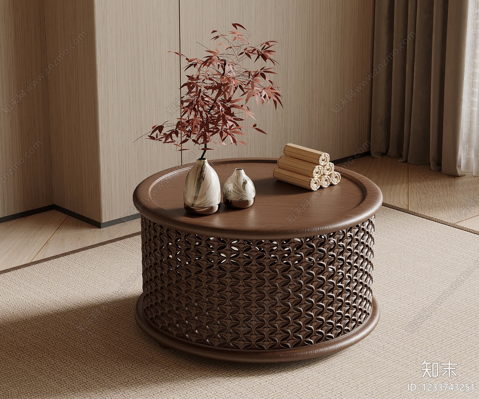 新中式茶几3D模型下载【ID:1233743251】