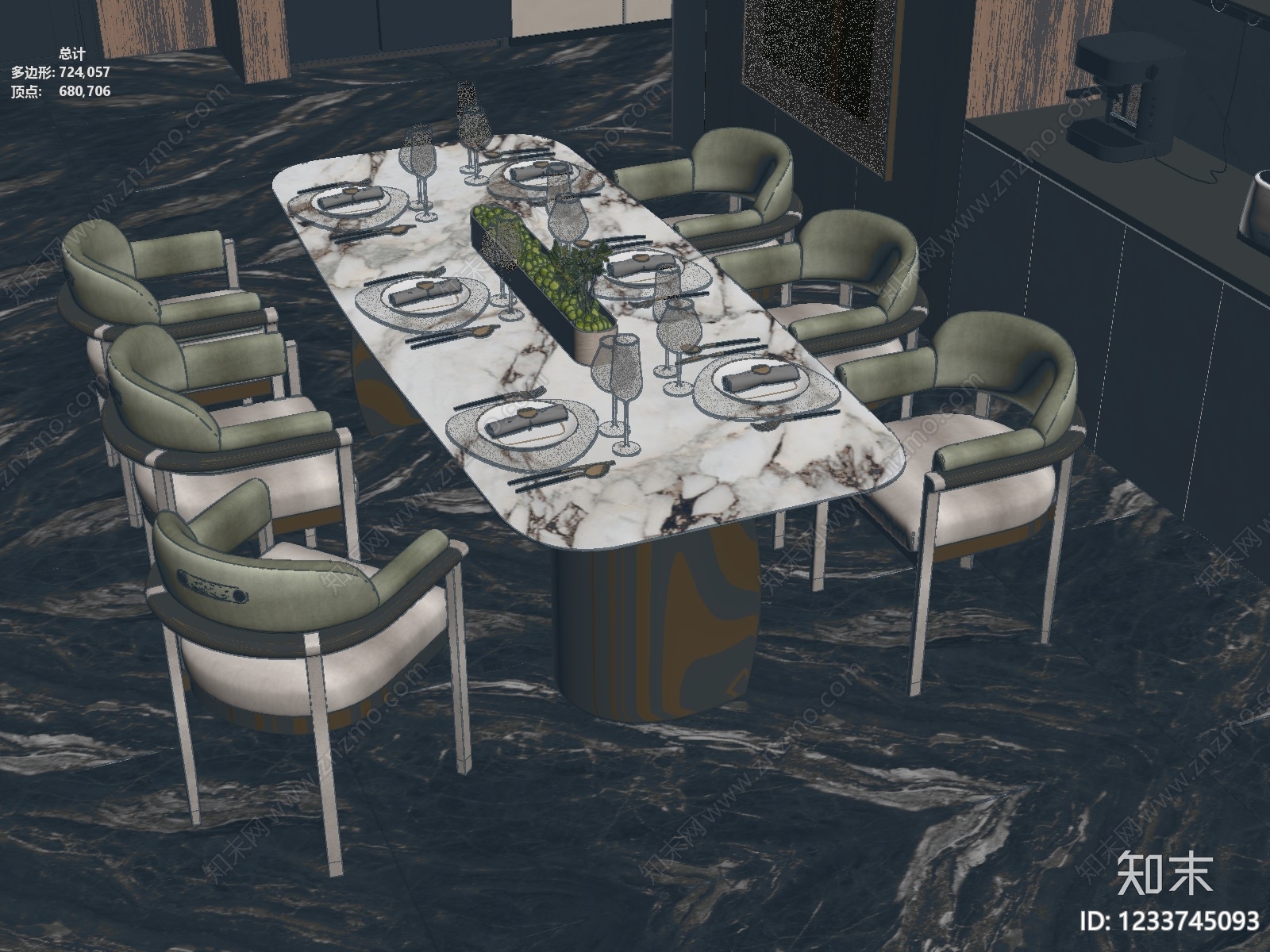轻奢餐桌椅3D模型下载【ID:1233745093】